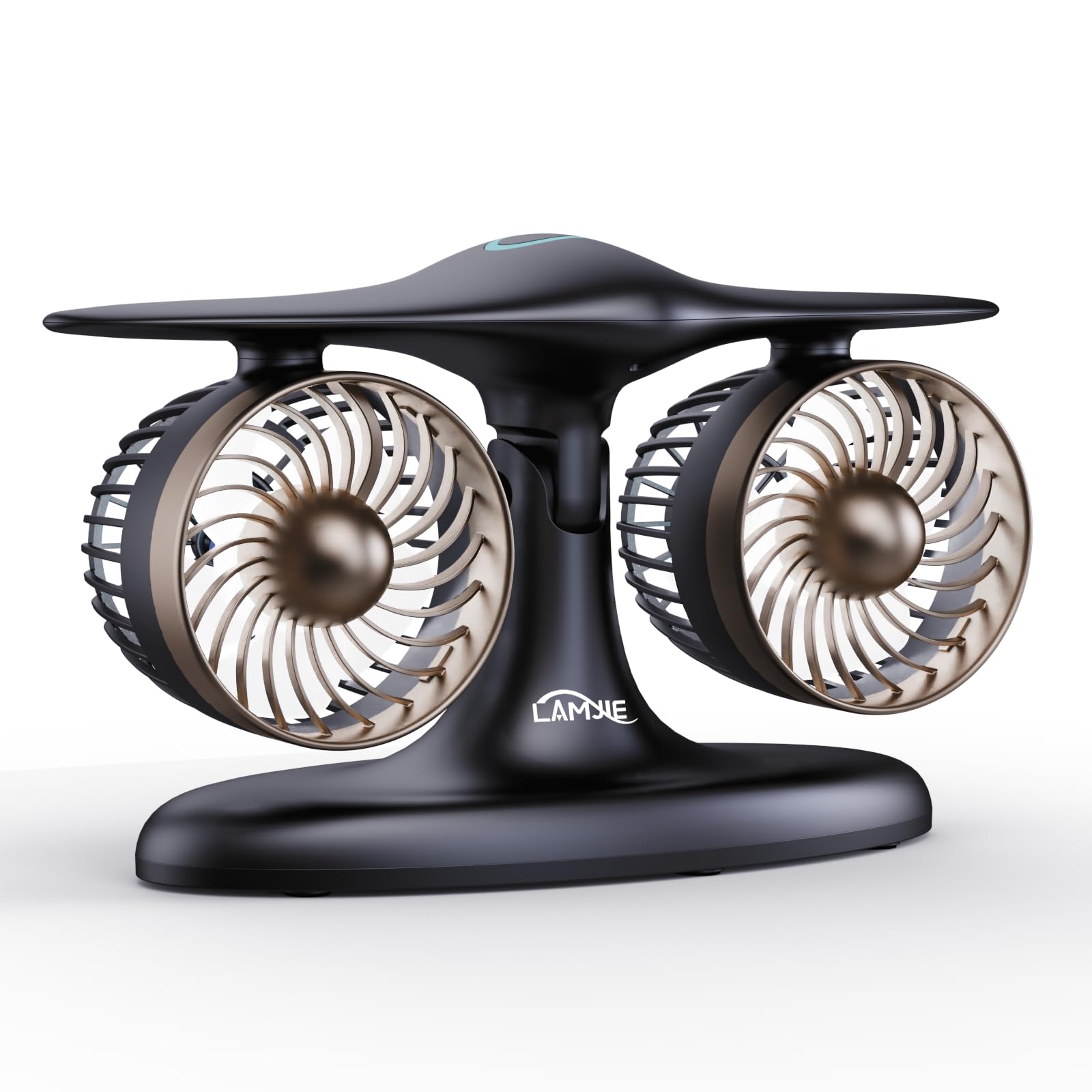 Dual Turbine Desk Fan with Aircraft Design – Wireless, Quiet, 3-Speed Touch Control for Home, Office, Bedroom, Portable Cooling (Black) - Image 1