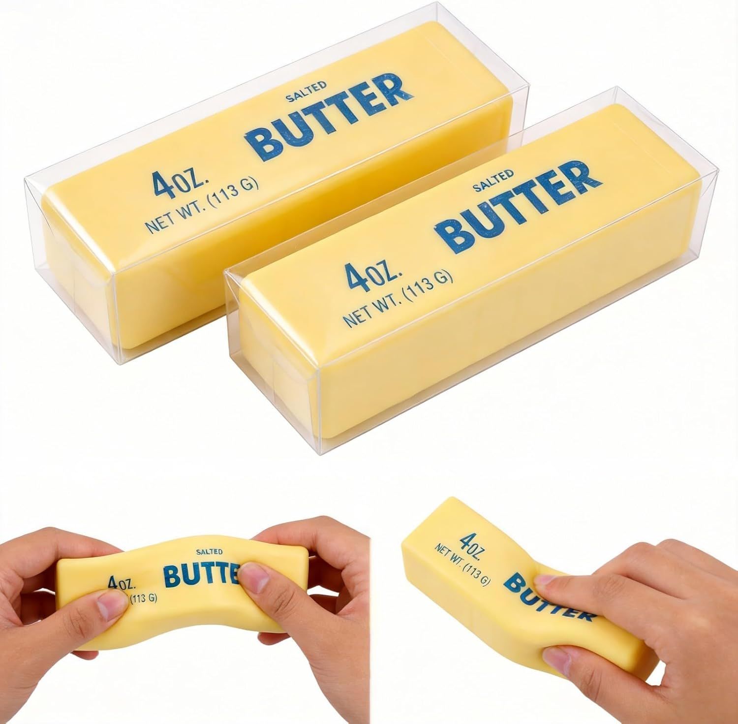 2 PCS Giant Butter Stick Squishy Toy for Office & School – Slow Rising Stress Reliever to Calm Anxiety (Yellow) - Image 1