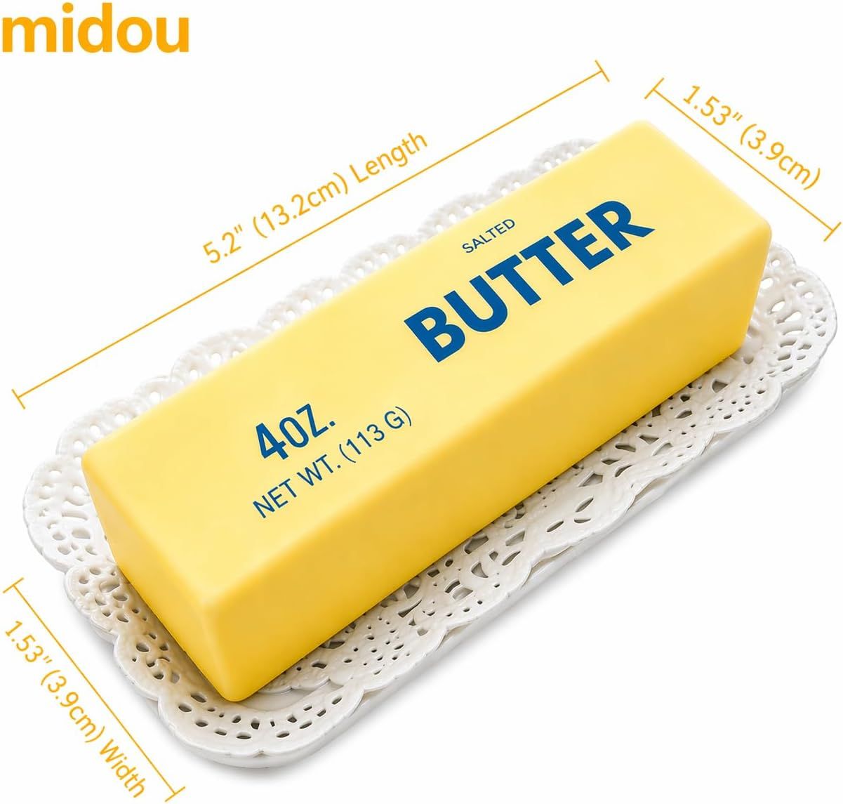 2 PCS Giant Butter Stick Squishy Toy for Office & School – Slow Rising Stress Reliever to Calm Anxiety (Yellow) - Image 2