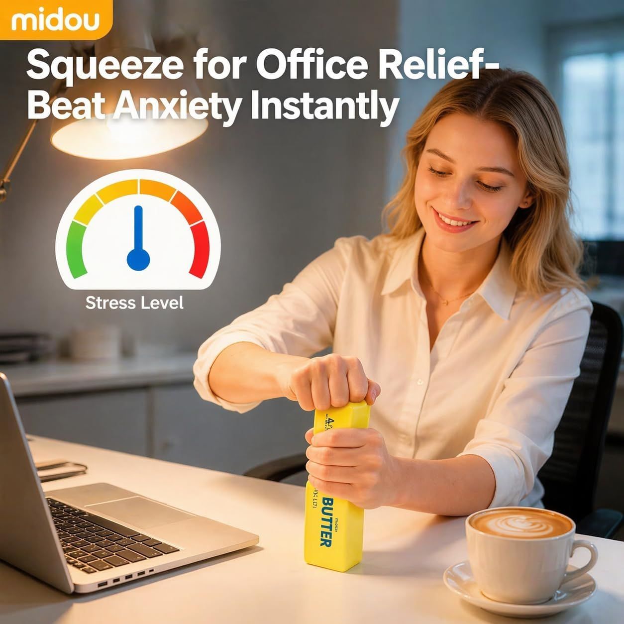 2 PCS Giant Butter Stick Squishy Toy for Office & School – Slow Rising Stress Reliever to Calm Anxiety (Yellow) - Image 3