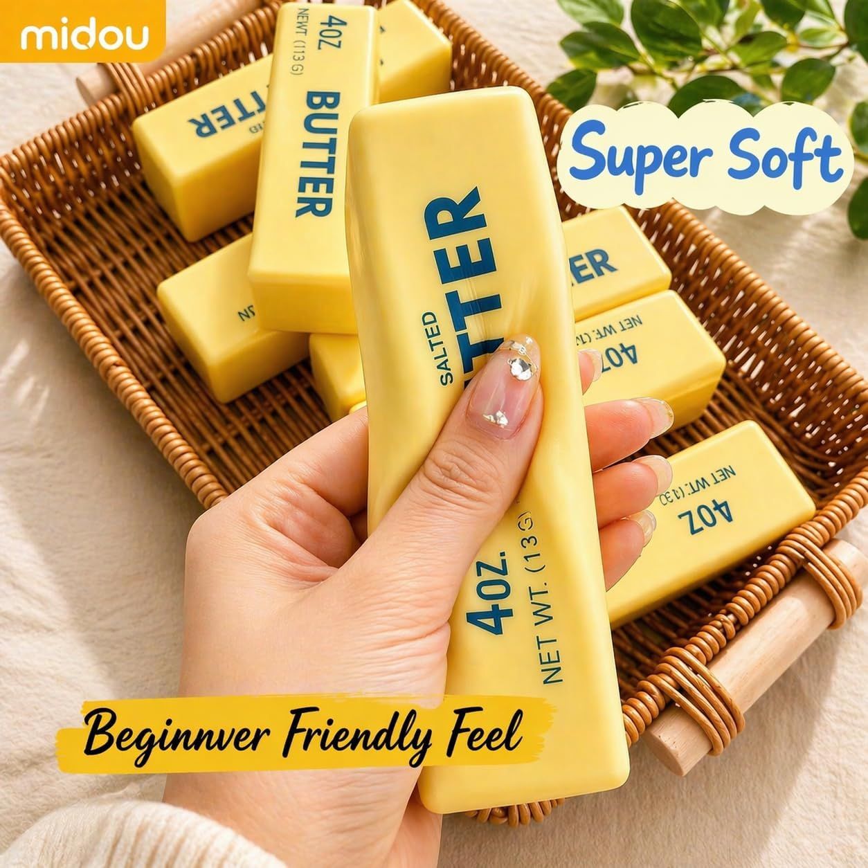 2 PCS Giant Butter Stick Squishy Toy for Office & School – Slow Rising Stress Reliever to Calm Anxiety (Yellow) - Image 4