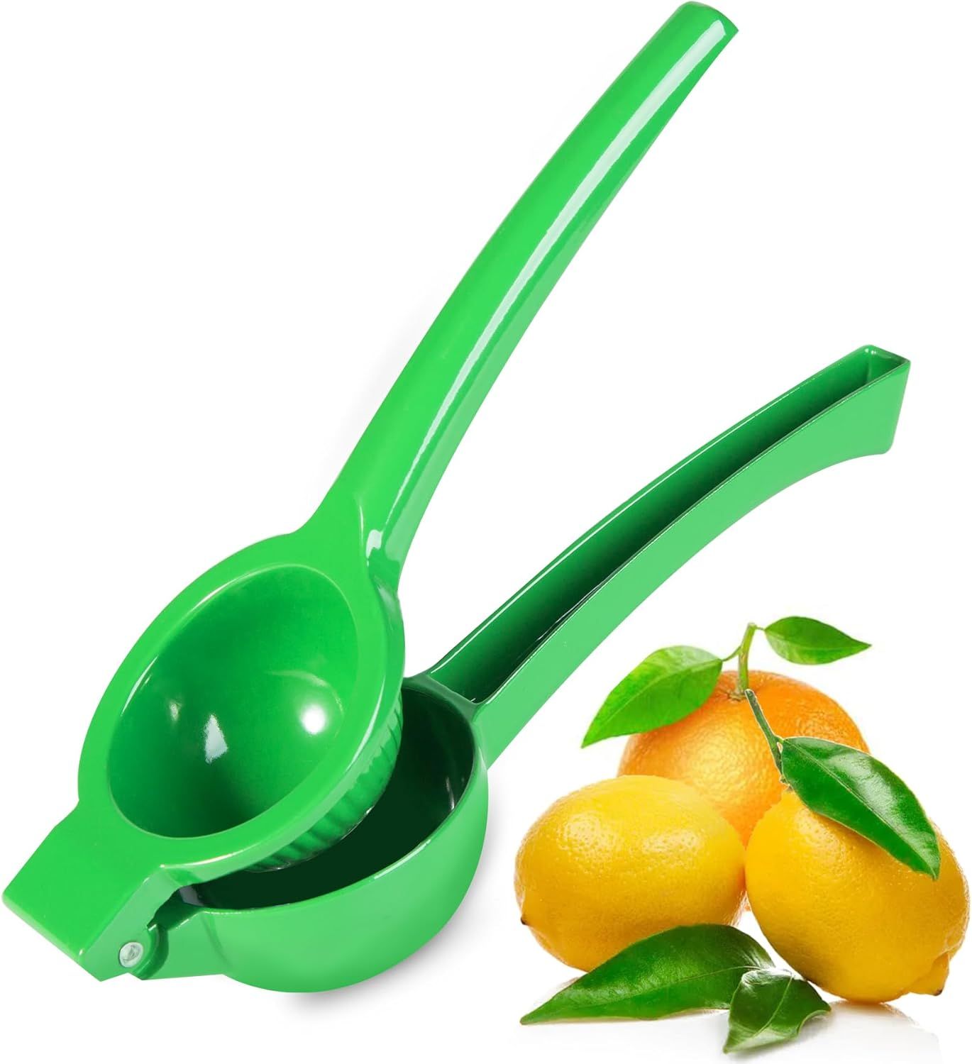 Manual Citrus Squeezer with Built-in Strainer, Non-Slip Handle & Grooved Press Head—For Lemons, Limes, Oranges—Easy Hand Juicing Tool for Cocktails, Dressings, Marinades—Includes Usage Guide (Green) - Image 1