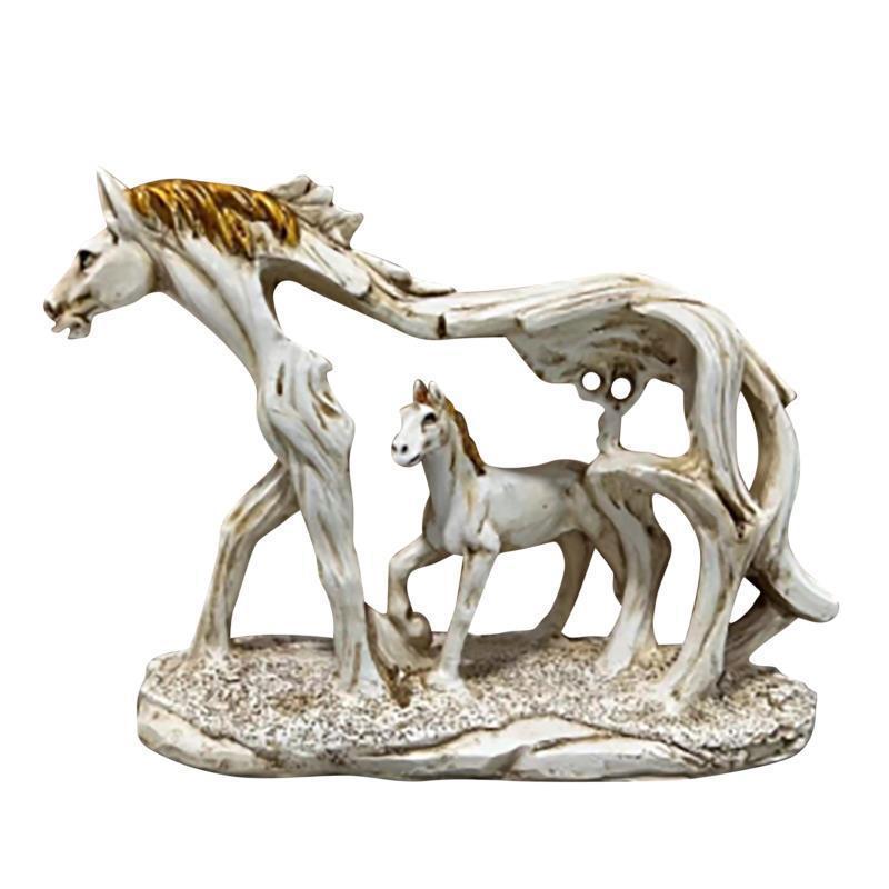 White Horse and Foal Figurine: Artistic Resin Sculpture for Home, Office & Bookshelf Decor – Symbol of Strength and Success - Image 1