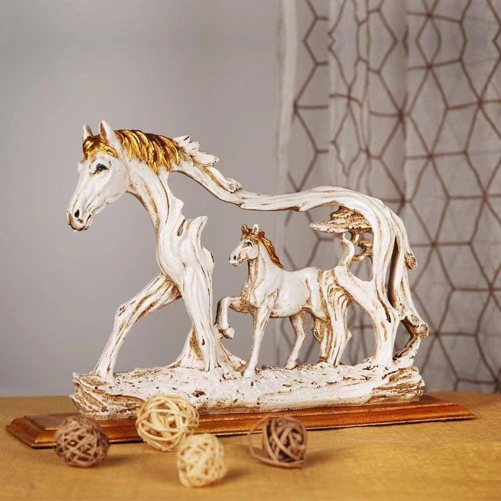 White Horse and Foal Figurine: Artistic Resin Sculpture for Home, Office & Bookshelf Decor – Symbol of Strength and Success - Image 5