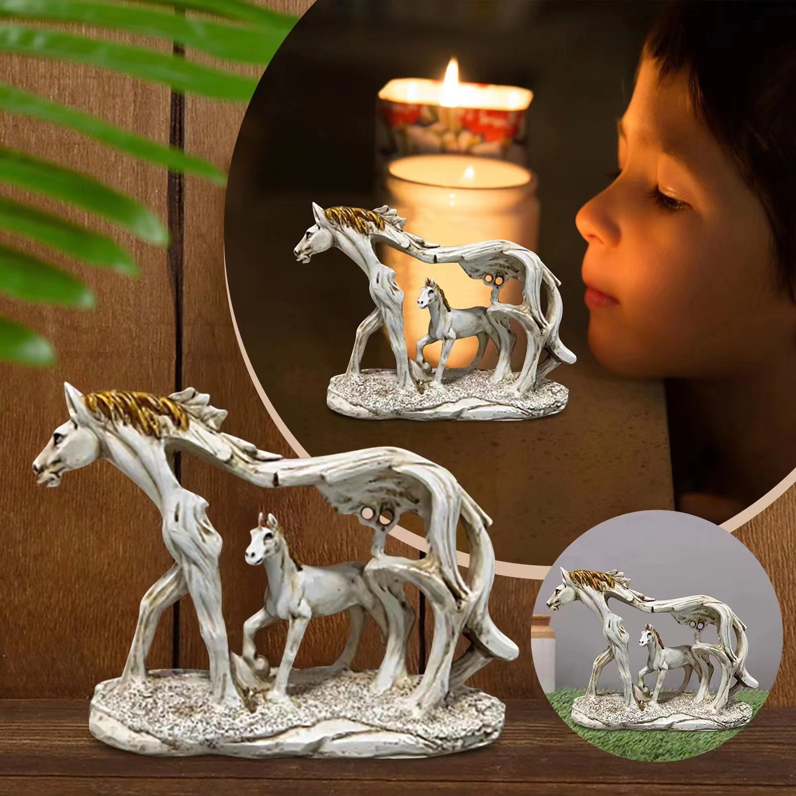 White Horse and Foal Figurine: Artistic Resin Sculpture for Home, Office & Bookshelf Decor – Symbol of Strength and Success - Image 6