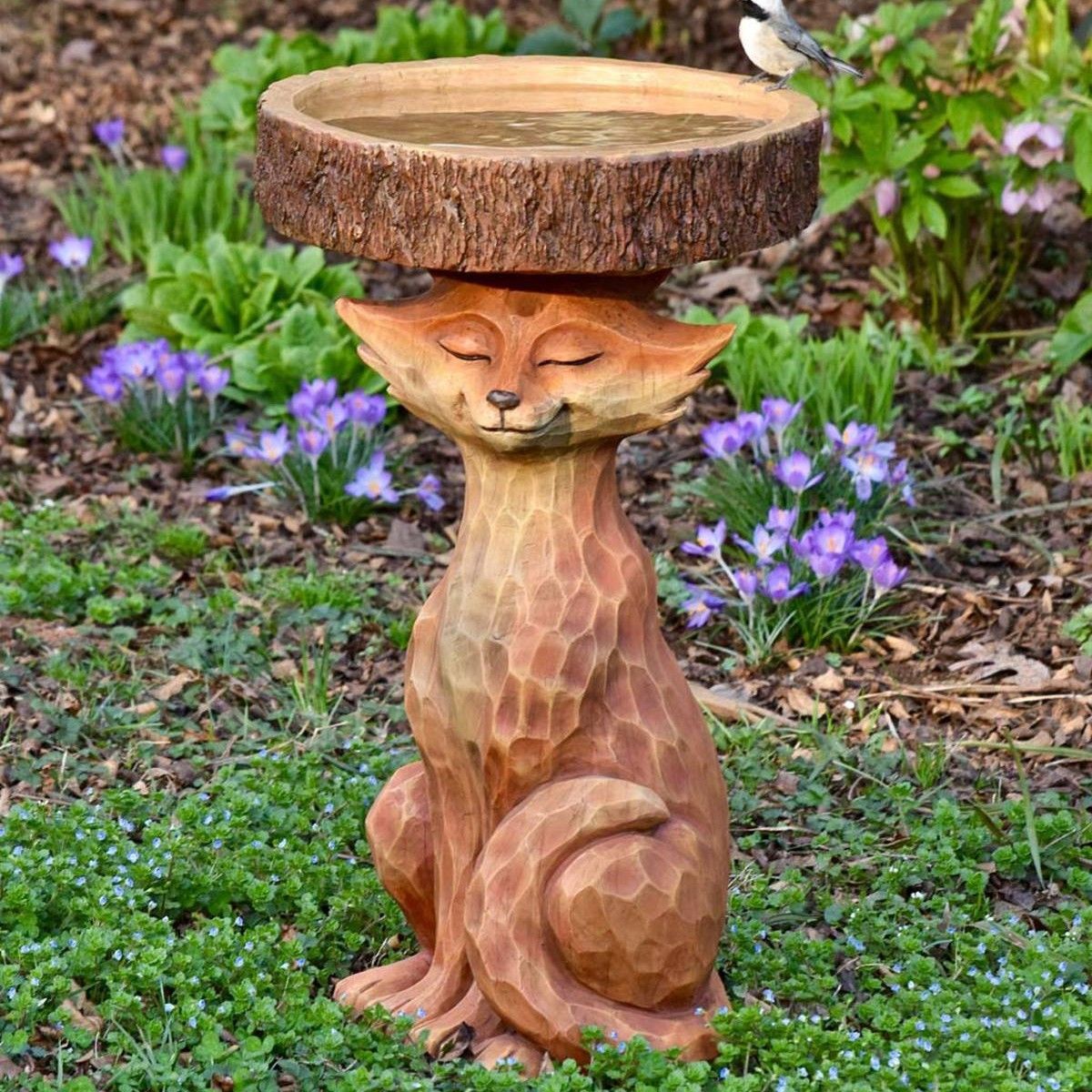 Resin Bird Bath Statue for Garden, Outdoor Decorative Bird Feeder & Water Fountain, Whimsical Yard Sculpture for Patio & Lawn(Treehouse) - Image 4