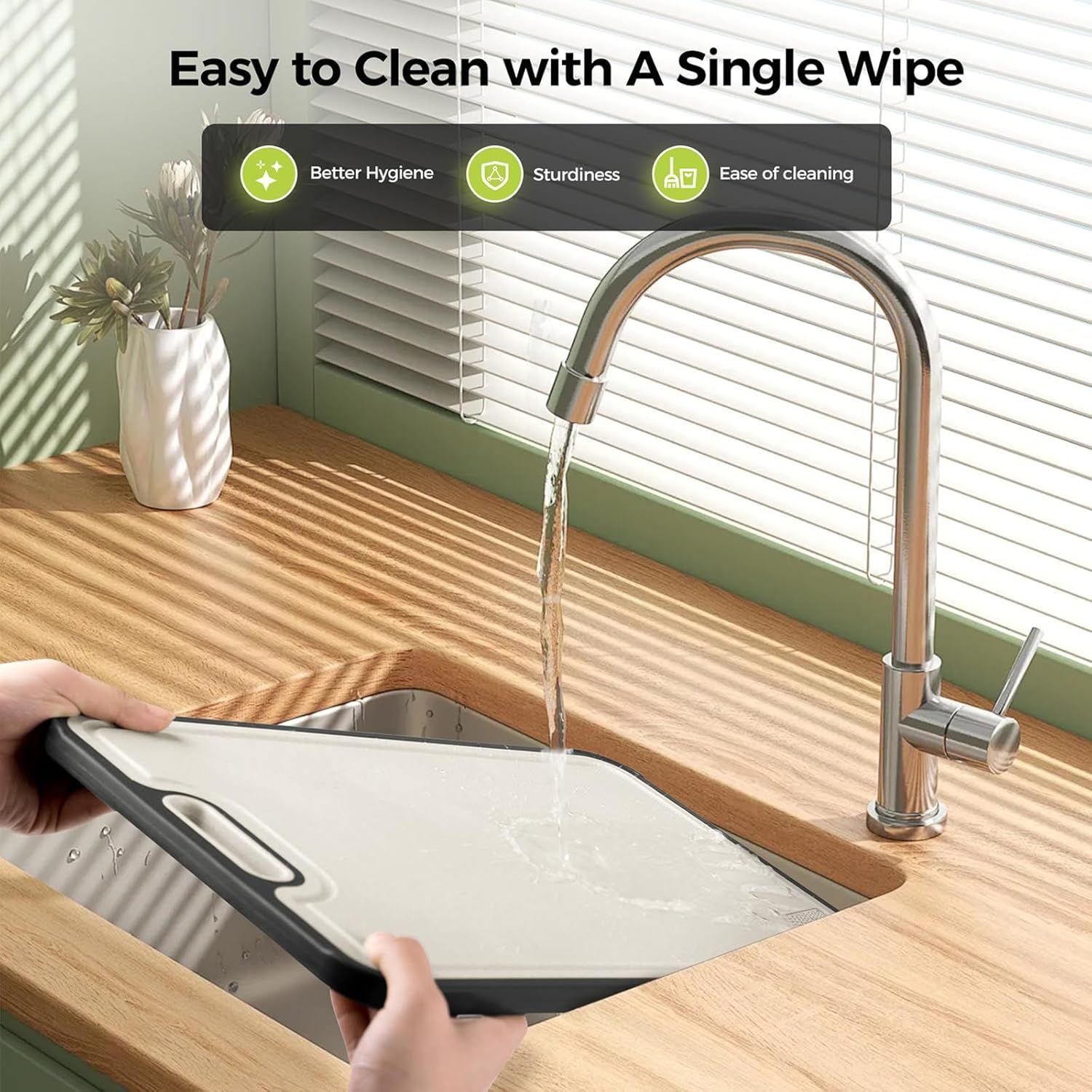 Dual-Sided Kitchen Cutting Boards with Titanium-Look & Textured PP Surfaces, Juice Groove, Grinding Area, Non-Slip Edges, and Integrated Handles—For Separating Raw/Cooked Foods and Efficient Meal Prep - Image 7
