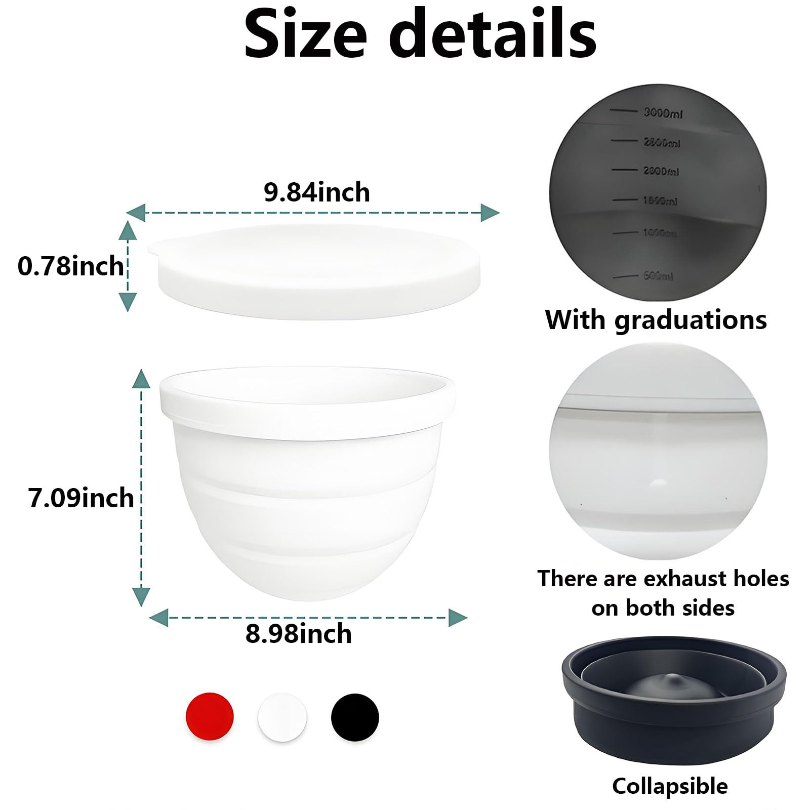 Silicone Bowl Liner for 4.5–5-Quart Stand Mixer – Food-Grade, Collapsible, Non-Stick Replacement Inner Bowl with Lid, Dishwasher Safe, Oven & Fridge Ready (3Pcs) - Image 7