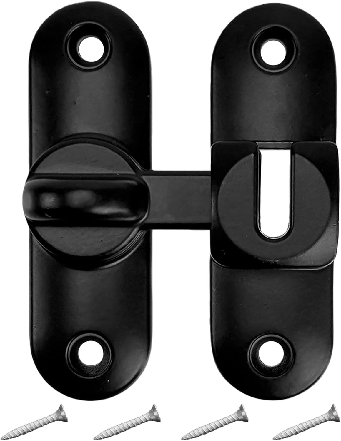 90/180 Degree Zinc Alloy Flip Lock for Barn & Sliding Doors – Heavy Duty Security Latch for Cabinets, Windows & Sheds (Black) - Image 1