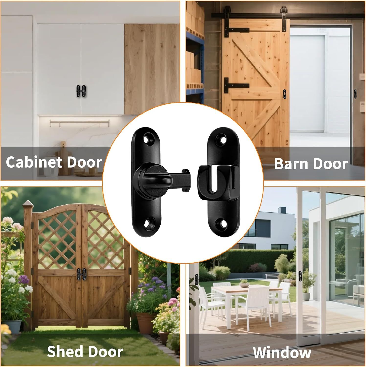 90/180 Degree Zinc Alloy Flip Lock for Barn & Sliding Doors – Heavy Duty Security Latch for Cabinets, Windows & Sheds (Black) - Image 7