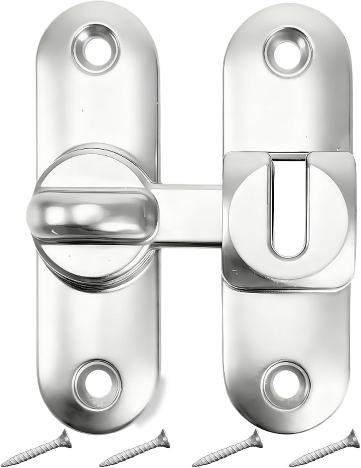 90/180 Degree Zinc Alloy Flip Lock for Barn & Sliding Doors – Heavy Duty Security Latch for Cabinets, Windows & Sheds (Silver) - Image 1