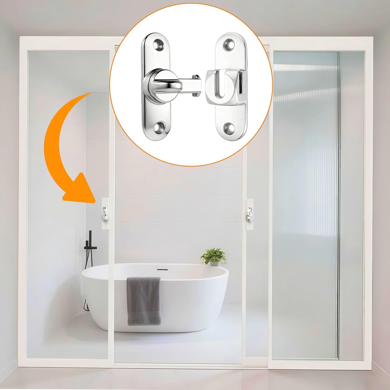 90/180 Degree Zinc Alloy Flip Lock for Barn & Sliding Doors – Heavy Duty Security Latch for Cabinets, Windows & Sheds (Silver) - Image 5