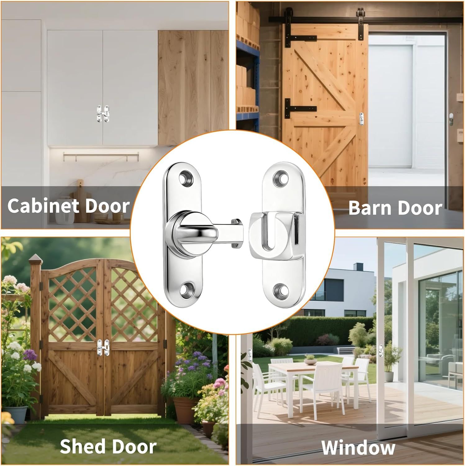 90/180 Degree Zinc Alloy Flip Lock for Barn & Sliding Doors – Heavy Duty Security Latch for Cabinets, Windows & Sheds (Silver) - Image 7