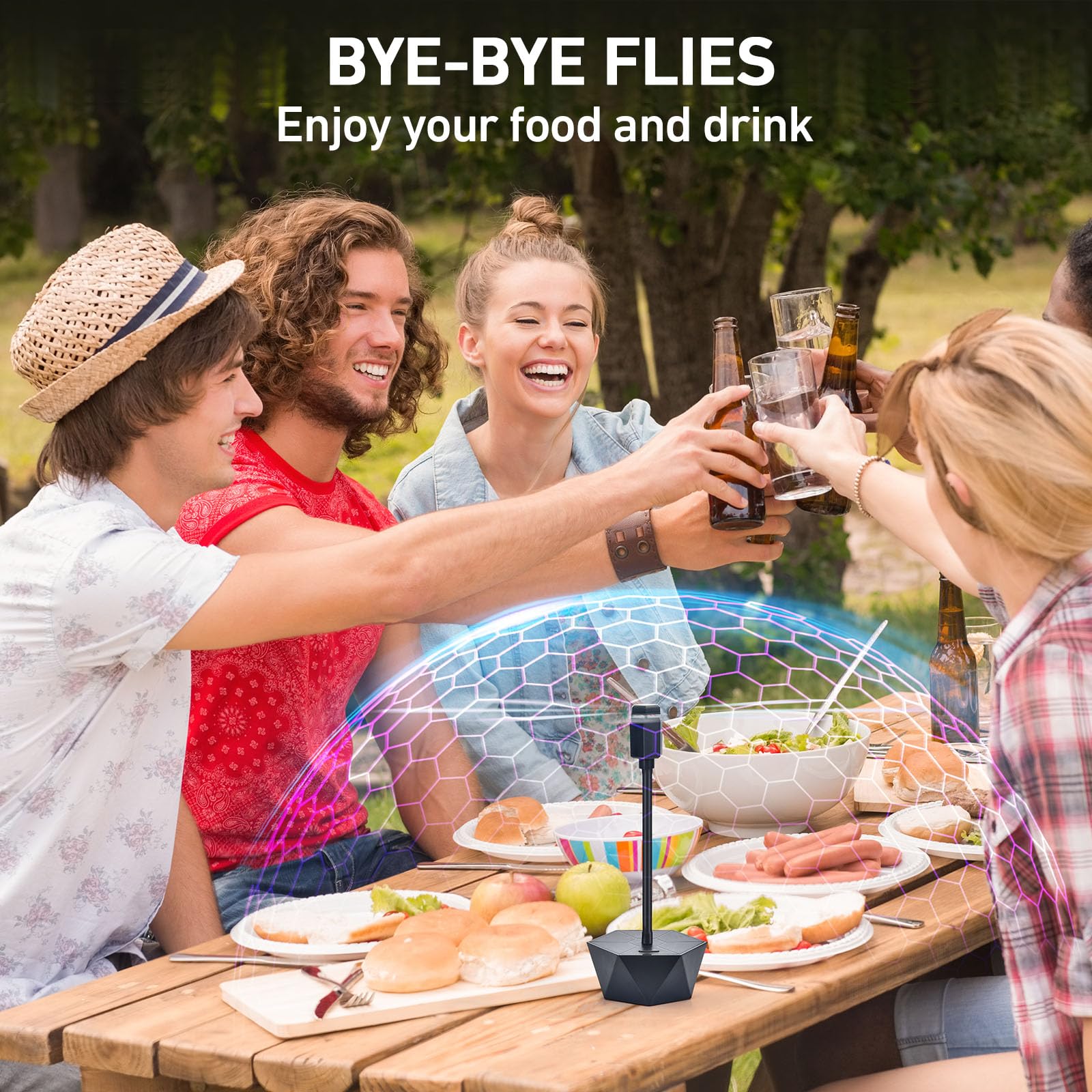 Portable Anti-Fly Fan for Table – Foldable Insect Repeller with Soft Blades, Silent Operation for Indoor Outdoor Use, Picnic, BBQ, Kitchen, and Camping (Black) - Image 2