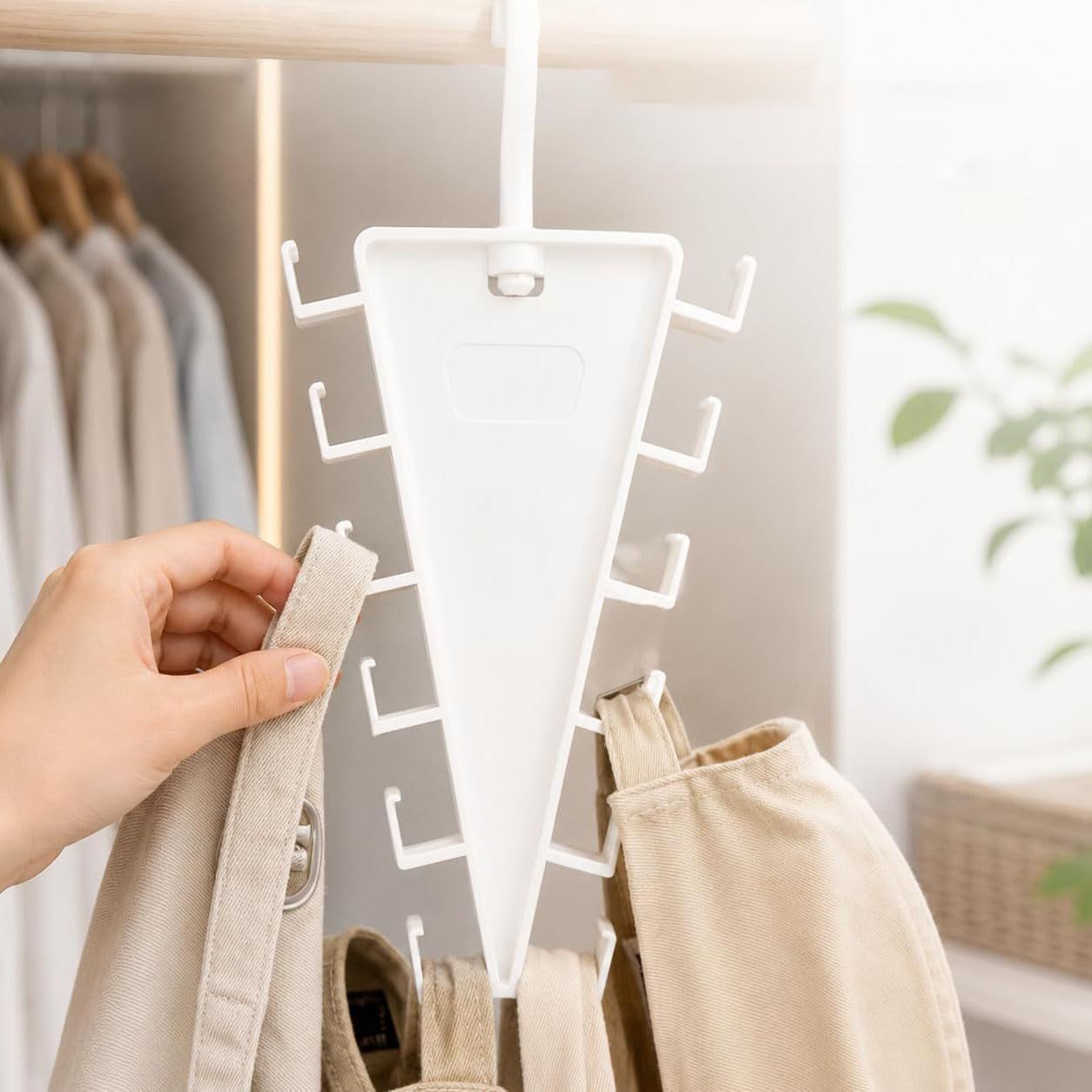 6-Pack V-Shaped 360° Rotating Closet Organizer with 12 Hooks for Hats, Bags & Scarves, Space-Saving Wardrobe Hanger (White) - Image 5