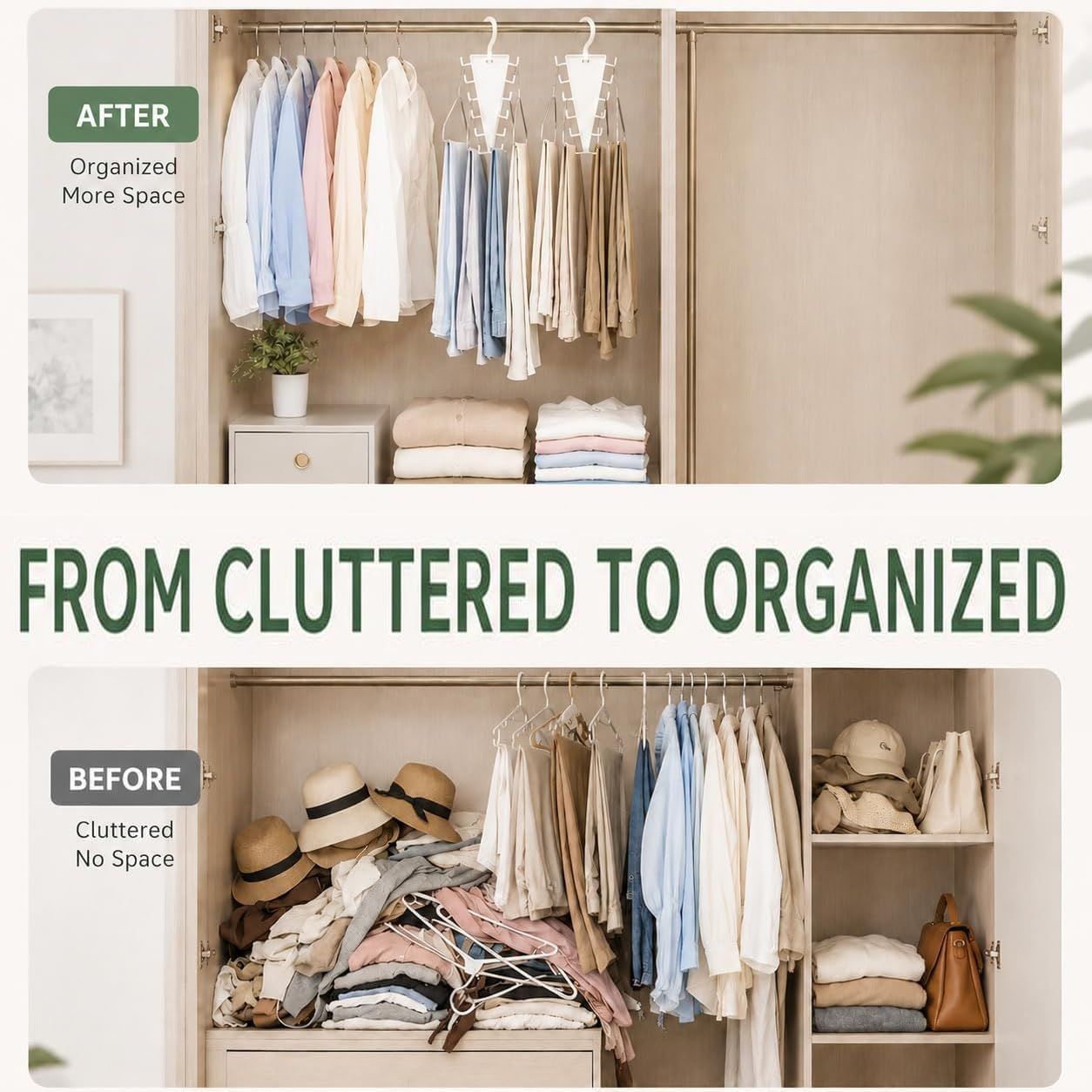 6-Pack V-Shaped 360° Rotating Closet Organizer with 12 Hooks for Hats, Bags & Scarves, Space-Saving Wardrobe Hanger (White) - Image 6