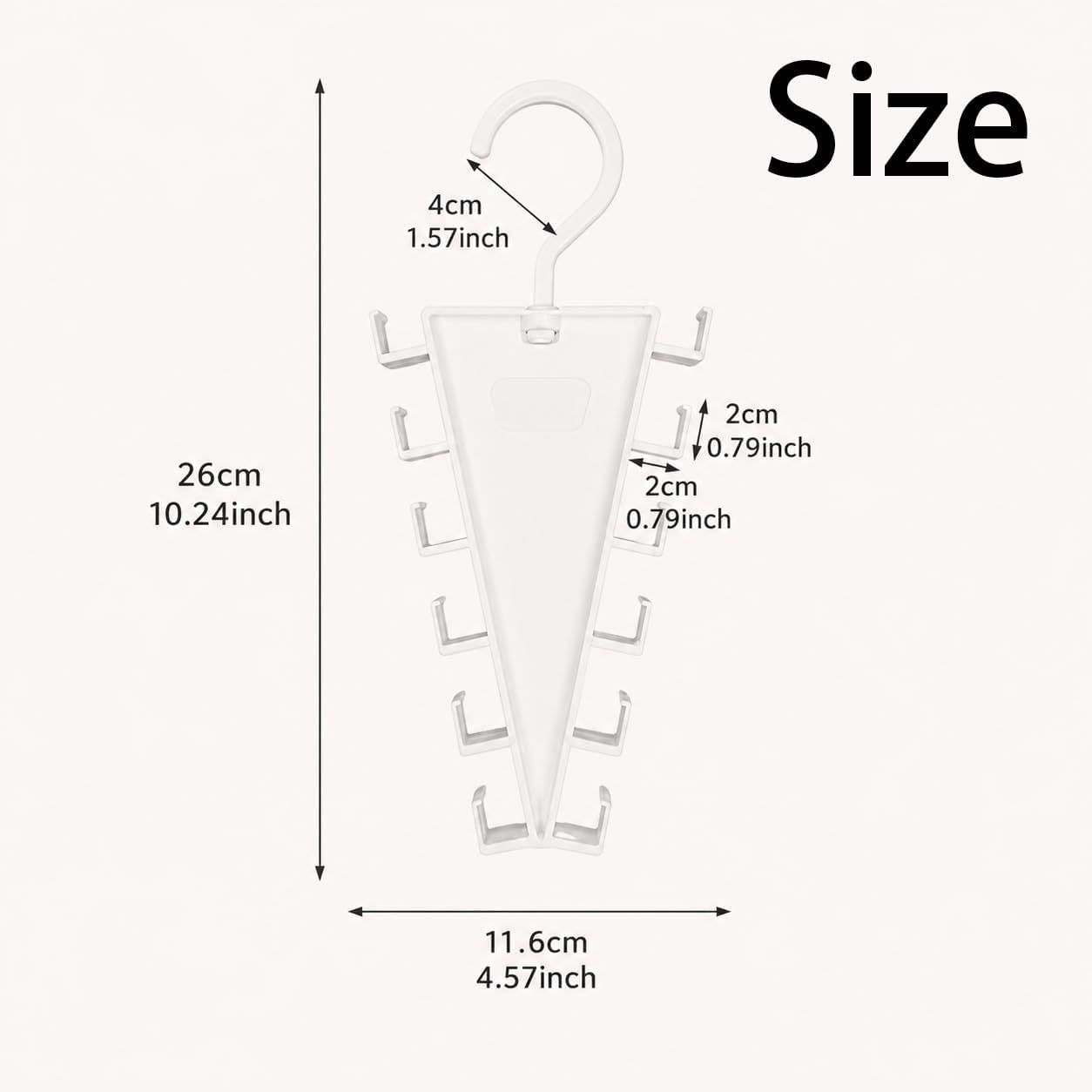 6-Pack V-Shaped 360° Rotating Closet Organizer with 12 Hooks for Hats, Bags & Scarves, Space-Saving Wardrobe Hanger (White) - Image 7