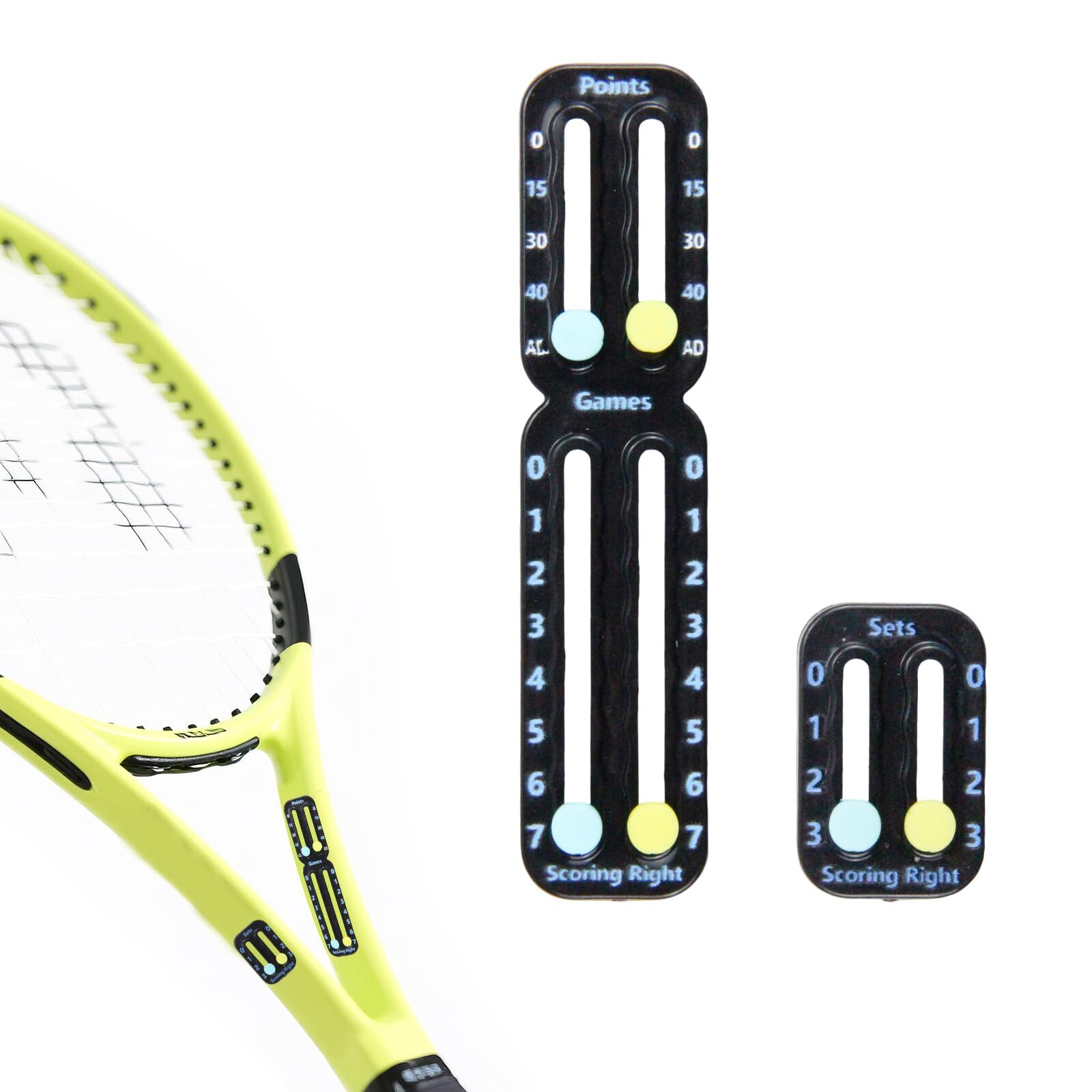 Tennis Racket Scorekeeper 2-Pack in Black – Dual Portable Score Trackers for Points, Games & Sets | Other Colours Available In-Store - Image 1
