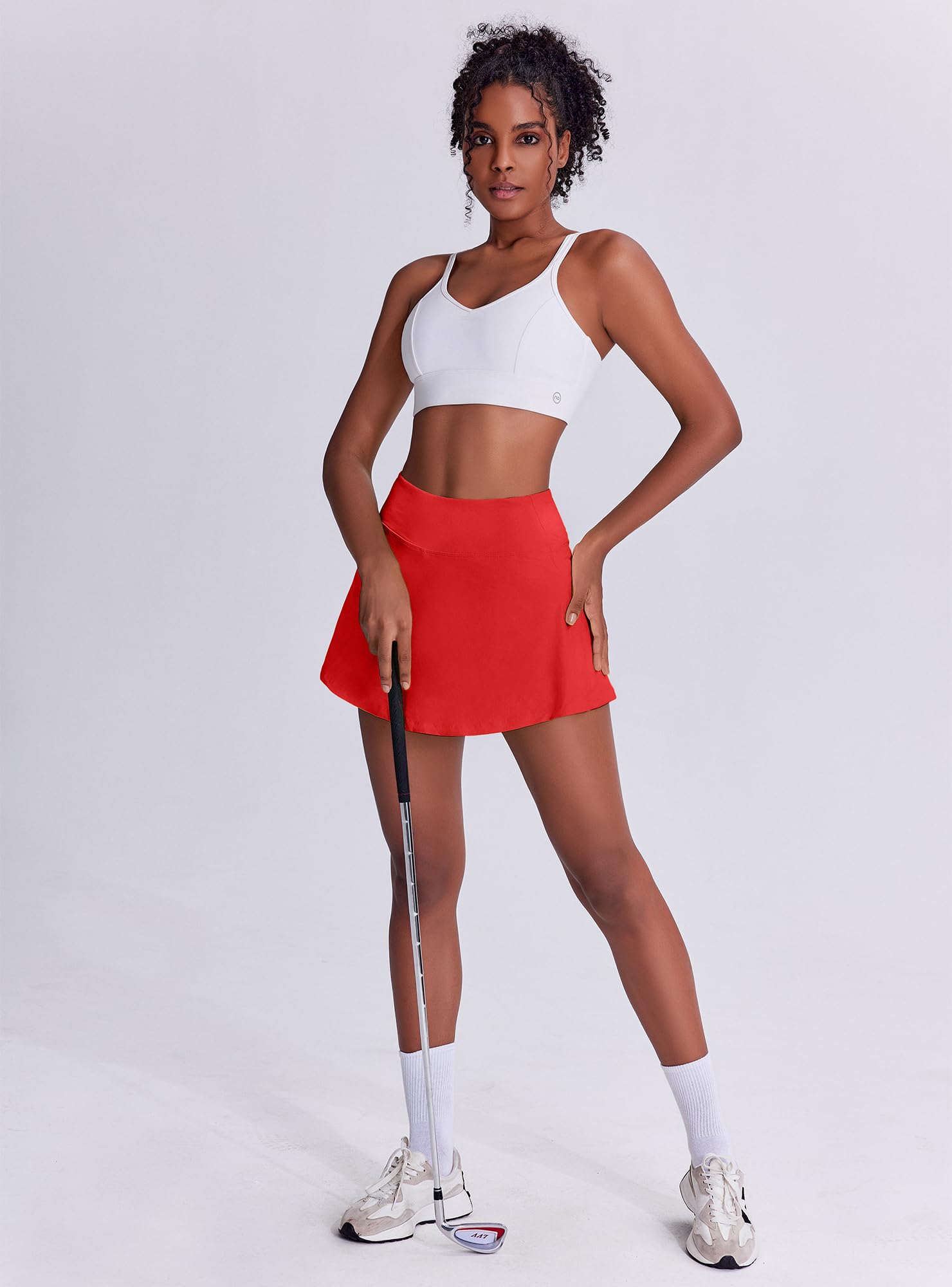 Women's Tennis Skirt with Pockets & Built-in Shorts – High-Waisted Golf Running Skort for Active Lifestyle, Sporty Fitness Wear (Red,S) - Image 5