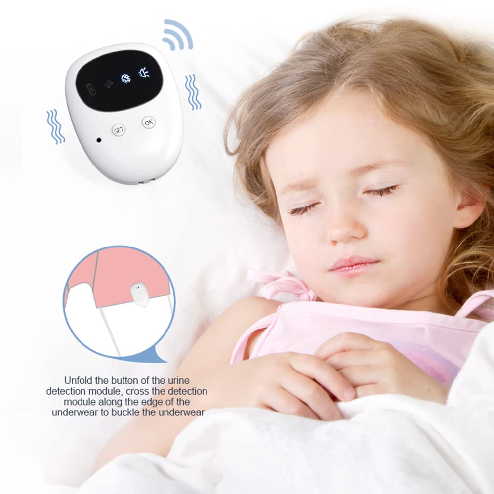 Wireless Bedwetting Alarm for Kids & Adults – Reusable Urine Sensor with Vibration & Sound Alert, No Wires, Easy Clip Design, USB Charging (White) - Image 2