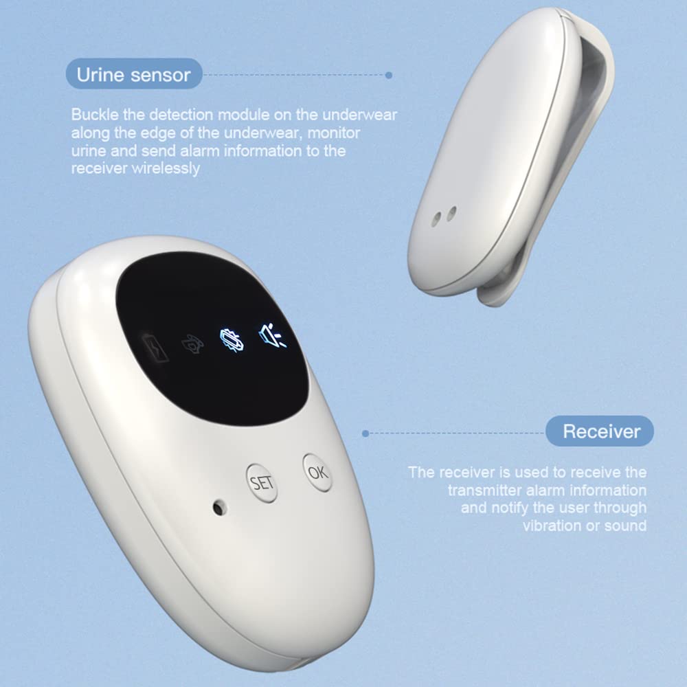 Wireless Bedwetting Alarm for Kids & Adults – Reusable Urine Sensor with Vibration & Sound Alert, No Wires, Easy Clip Design, USB Charging (White) - Image 3