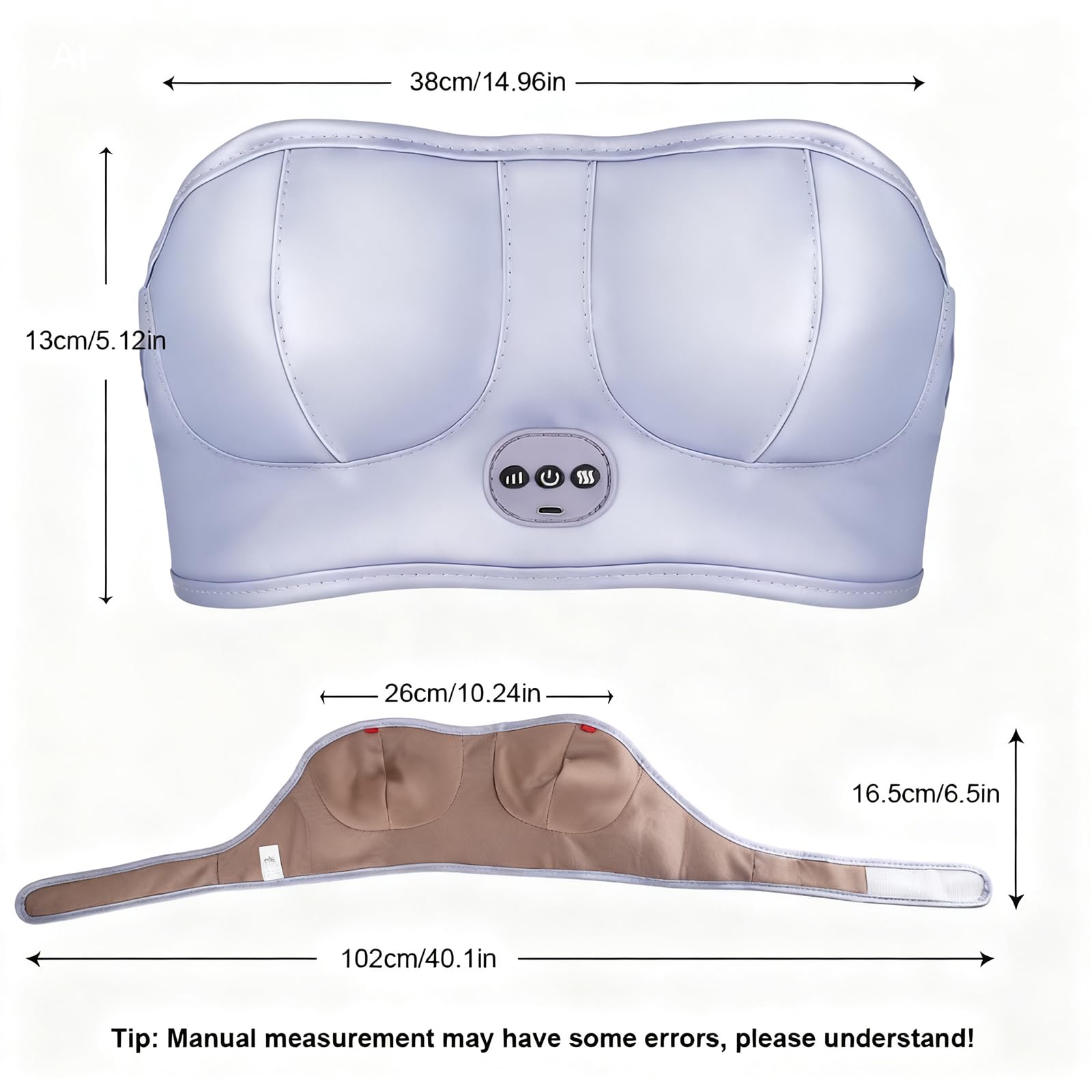 3-in-1 Rechargeable Breast Massager with Heat & Vibration – Wireless USB Charging, Adjustable Strap, Comfortable Wear for Daily Relaxation and Postpartum Care (Purple) - Image 2