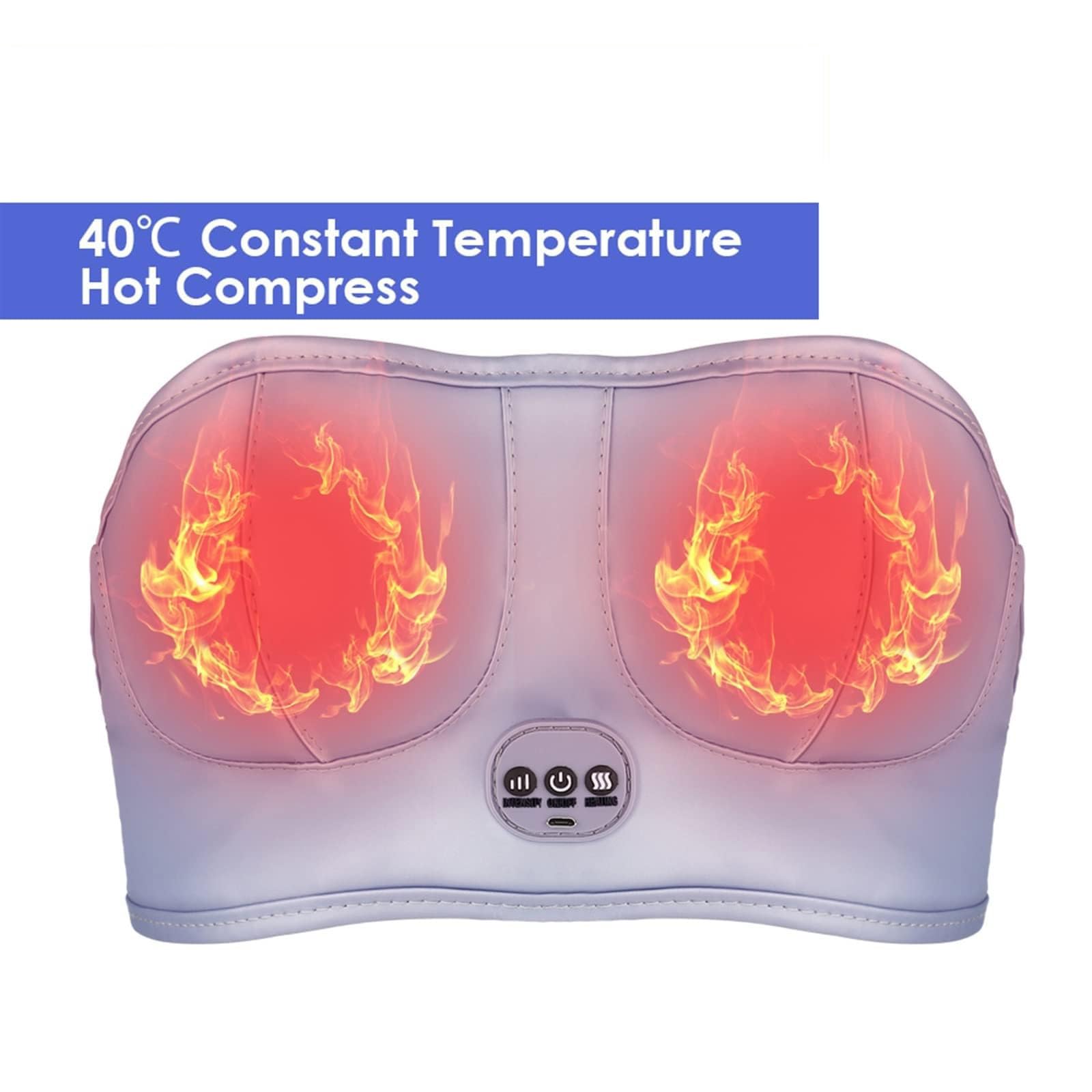 3-in-1 Rechargeable Breast Massager with Heat & Vibration – Wireless USB Charging, Adjustable Strap, Comfortable Wear for Daily Relaxation and Postpartum Care (Purple) - Image 3