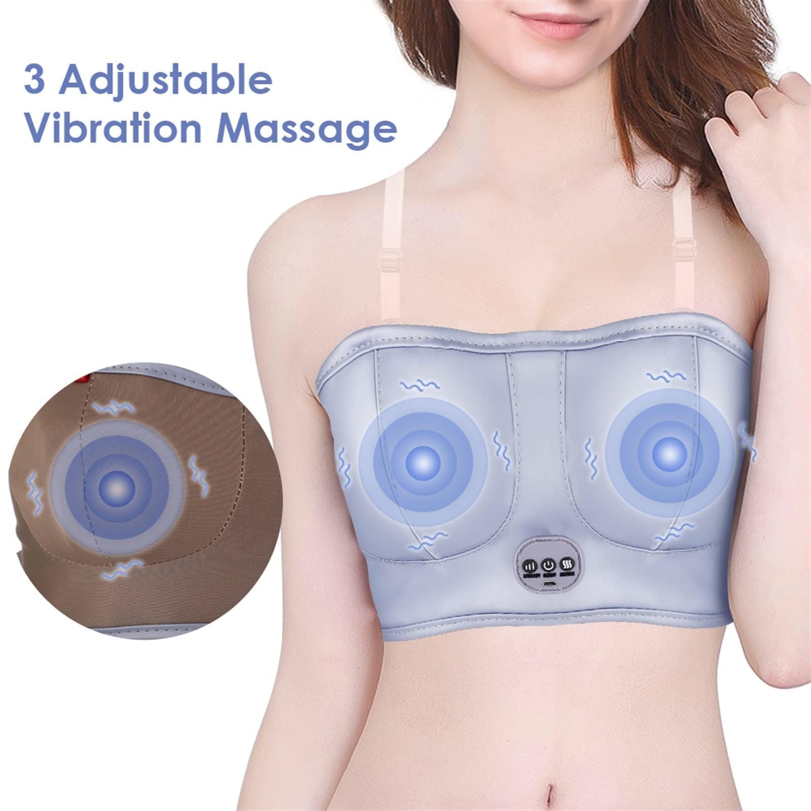 3-in-1 Rechargeable Breast Massager with Heat & Vibration – Wireless USB Charging, Adjustable Strap, Comfortable Wear for Daily Relaxation and Postpartum Care (Purple) - Image 4