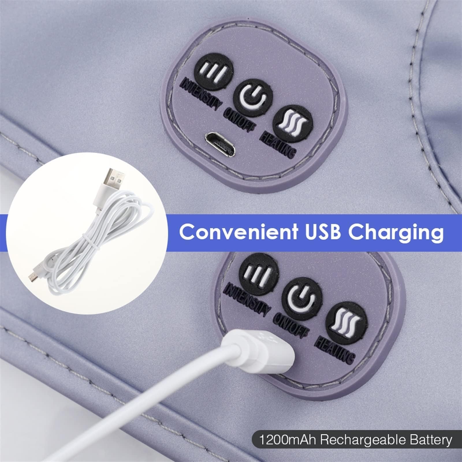3-in-1 Rechargeable Breast Massager with Heat & Vibration – Wireless USB Charging, Adjustable Strap, Comfortable Wear for Daily Relaxation and Postpartum Care (Purple) - Image 6