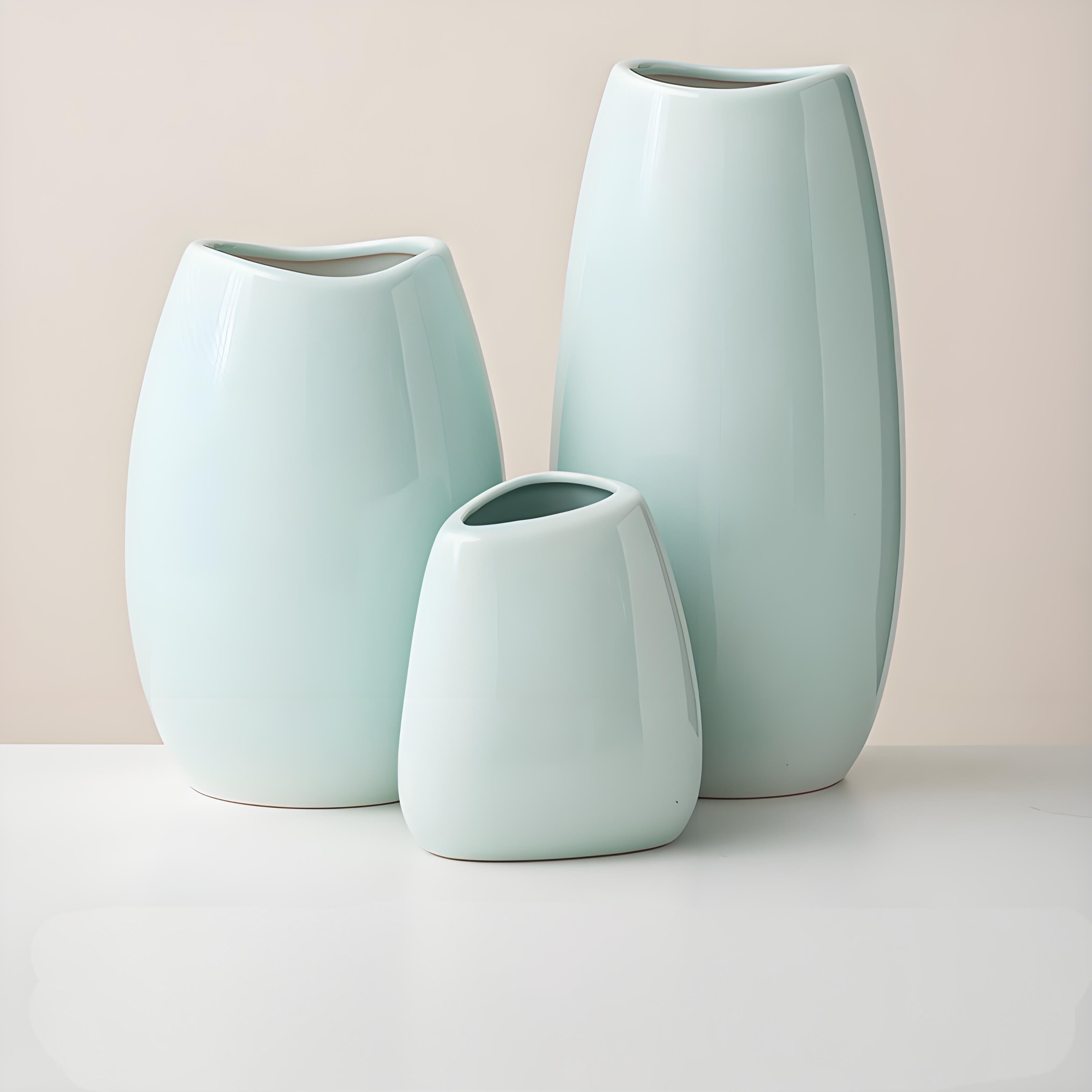 Modern Ceramic Vase Set (3-Piece): Minimalist Home Decor for Living Room Flower Arrangements (Blue) | Other Styles Available in Store - Image 1