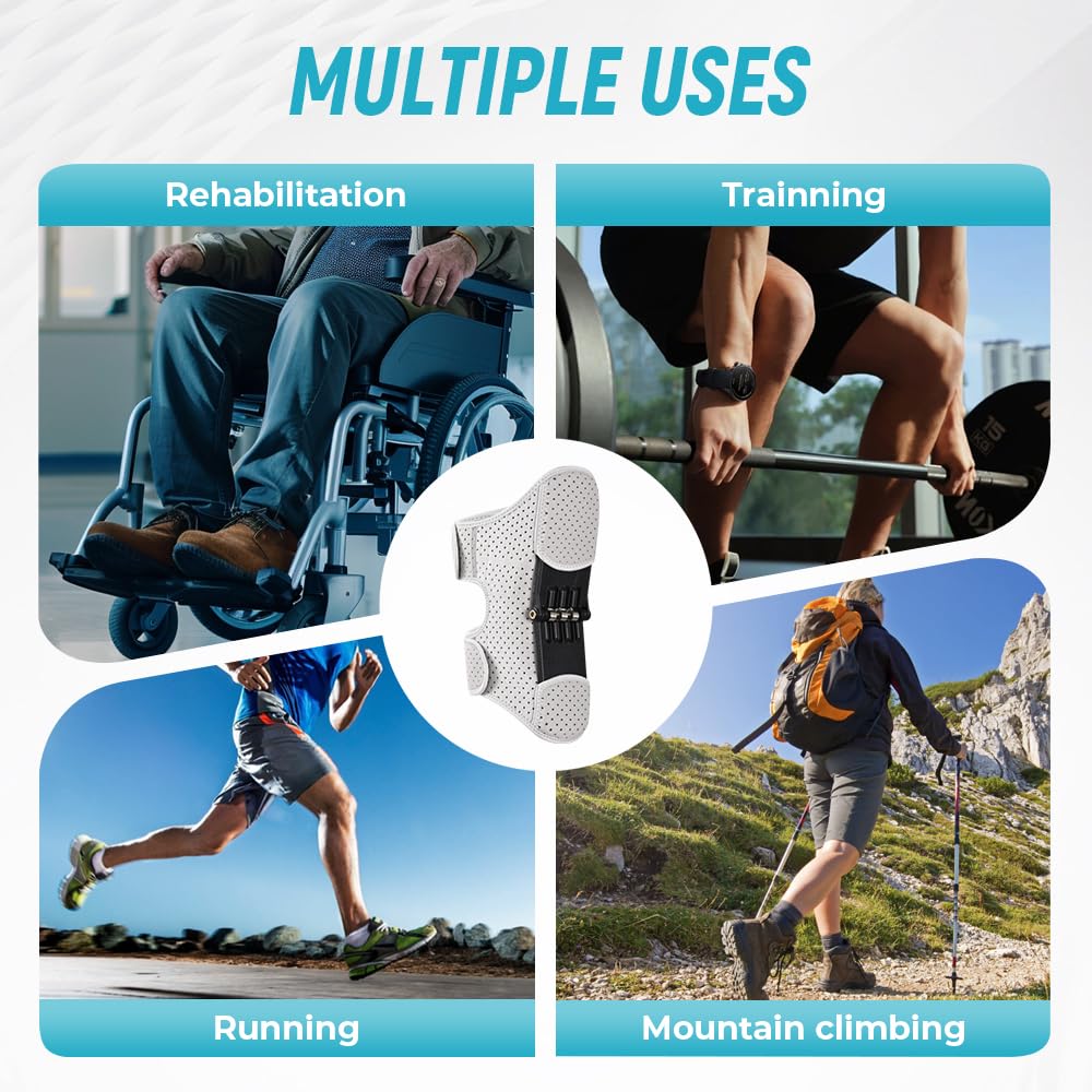 Knee Assistive Brace with Carbon Steel Spring Support – Breathable Perforated Sleeve, Adjustable Straps, Joint Stabilization & Pain Relief for Walking, Running, Hiking, Rehabilitation; Unisex Design for Men & Women (Black) - Image 5