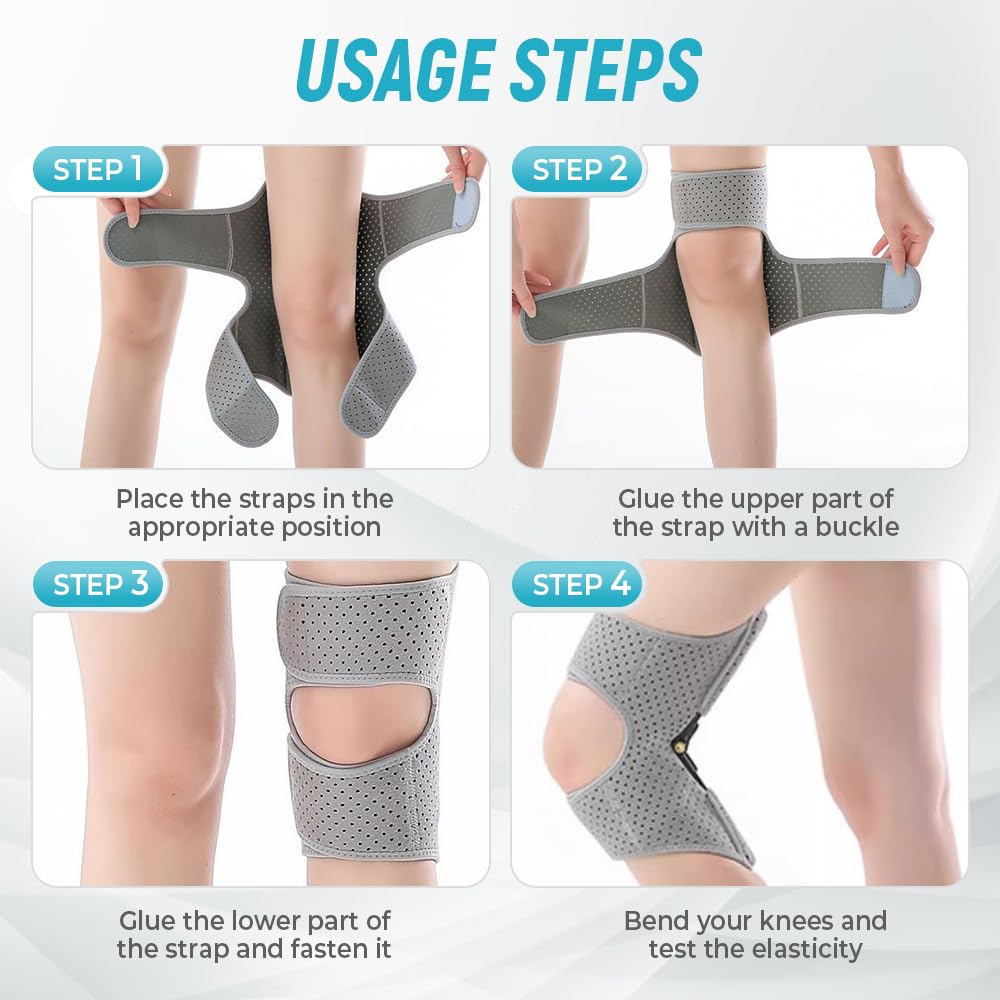 Knee Assistive Brace with Carbon Steel Spring Support – Breathable Perforated Sleeve, Adjustable Straps, Joint Stabilization & Pain Relief for Walking, Running, Hiking, Rehabilitation; Unisex Design for Men & Women (Black) - Image 6