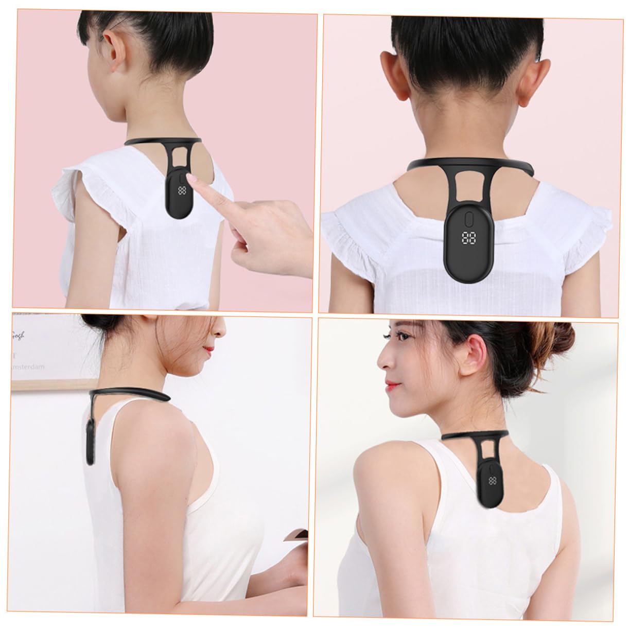 Smart Posture Corrector with Vibration Reminder – Neck-Worn Back Posture Trainer for Kids & Teens, Anti-Curved Back Device with Digital Display (Black) - Image 4