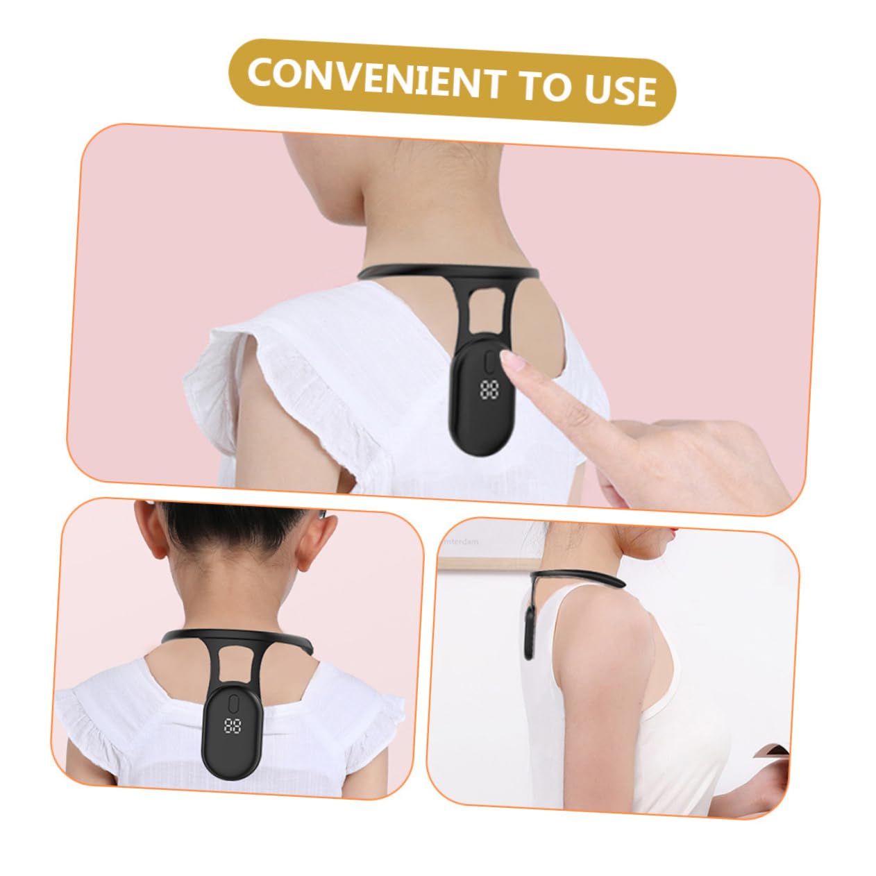 Smart Posture Corrector with Vibration Reminder – Neck-Worn Back Posture Trainer for Kids & Teens, Anti-Curved Back Device with Digital Display (Black) - Image 6