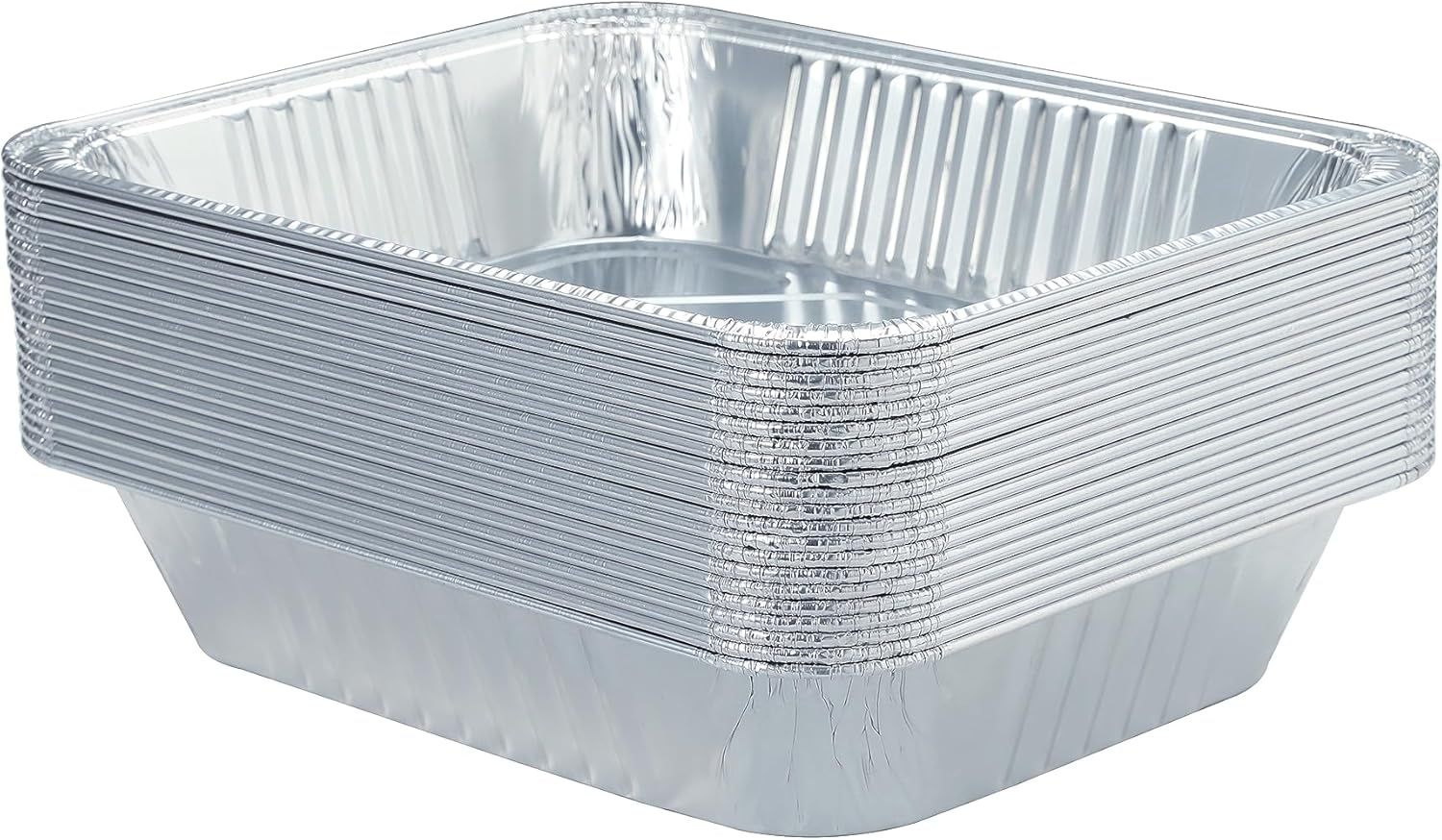 20 Pack Heavy-Duty Disposable Aluminum Foil Pans for Baking, Grilling & Catering – Extra Thick Rectangular Trays for Oven, BBQ & Steam Table Use (Silver) - Image 3