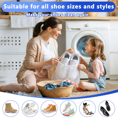 2-Pack Reusable Shoe Washing Machine Bag – White Protective Laundry Bag for All Shoes, Anti-Deformation & Deep Clean with Zipper Lock (Blue) - Image 6