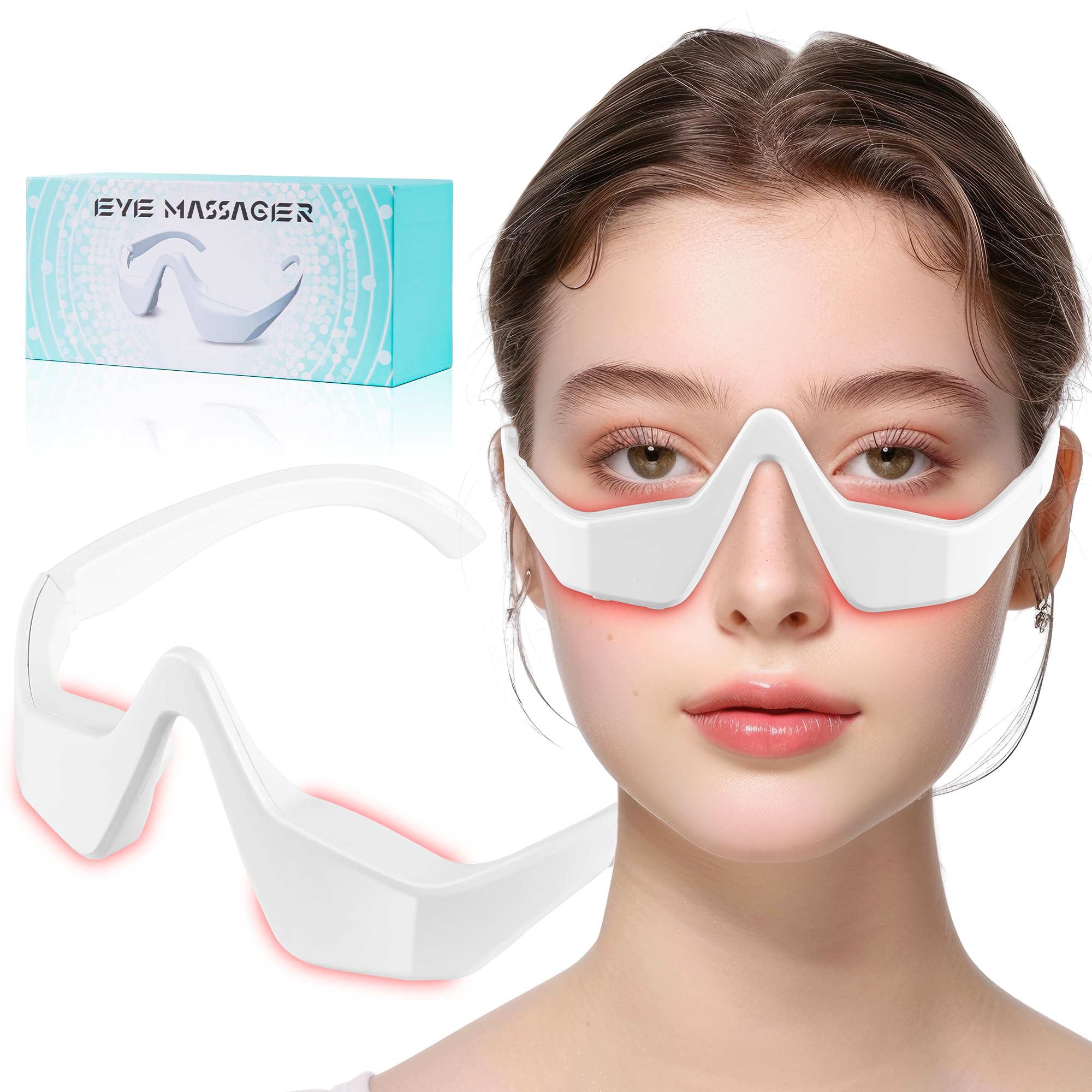 Eye Contour Beauty Goggles – Portable Anti-Aging Eye Massager with Vibration & Light Function, Lightweight Design for Wrinkle Reduction and Dark Circle Minimization – Ideal for Daily Skincare Routine (White) - Image 1
