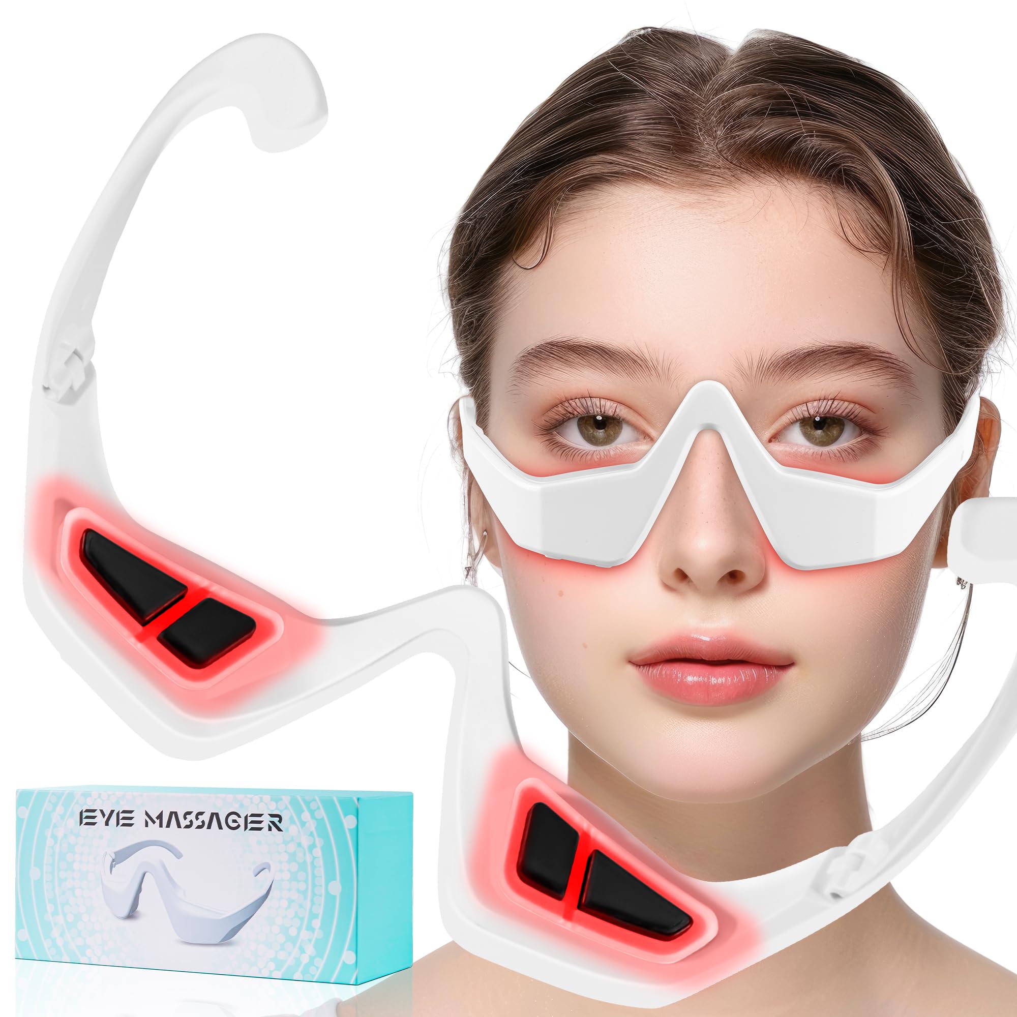 Eye Contour Beauty Goggles – Portable Anti-Aging Eye Massager with Vibration & Light Function, Lightweight Design for Wrinkle Reduction and Dark Circle Minimization – Ideal for Daily Skincare Routine (White) - Image 2