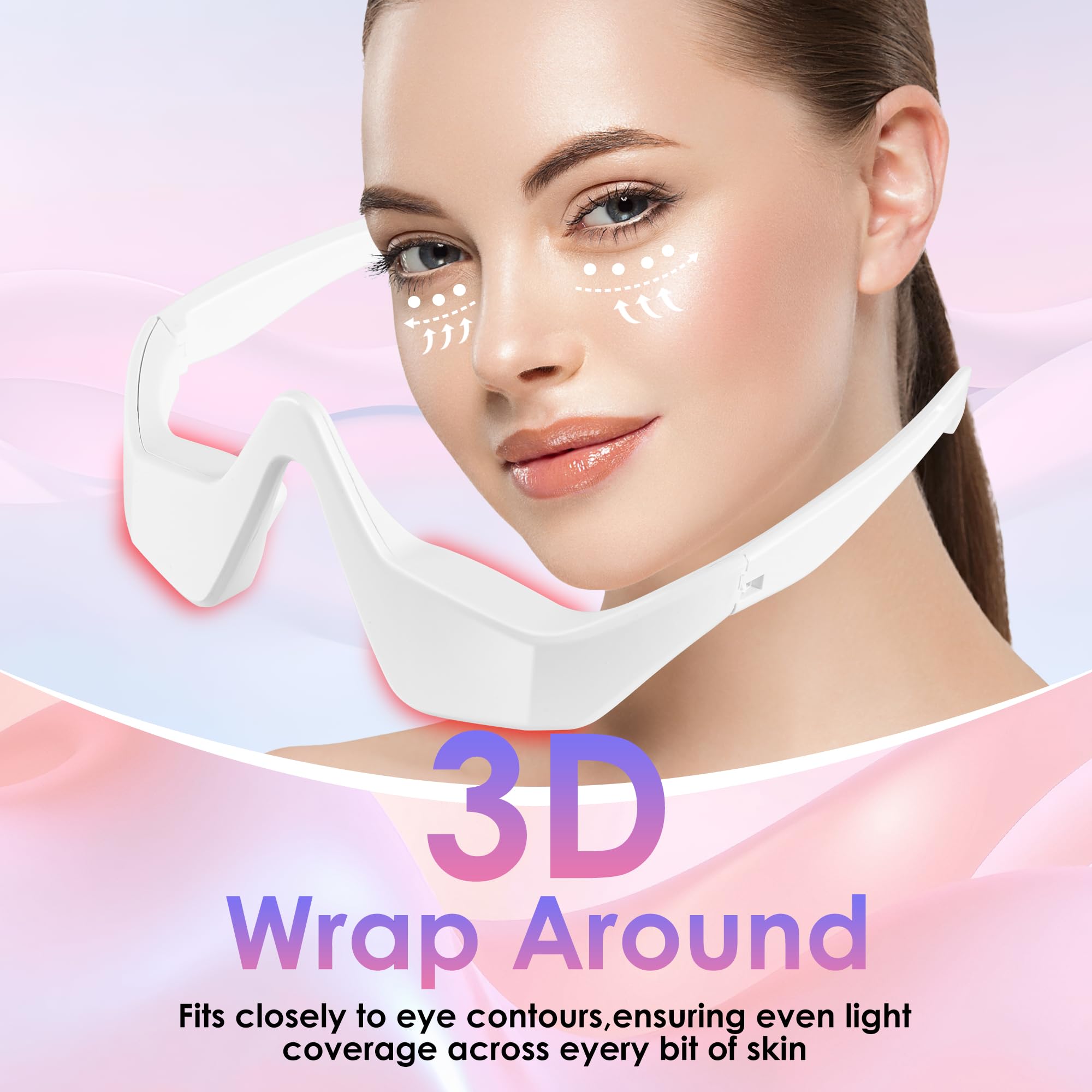 Eye Contour Beauty Goggles – Portable Anti-Aging Eye Massager with Vibration & Light Function, Lightweight Design for Wrinkle Reduction and Dark Circle Minimization – Ideal for Daily Skincare Routine (White) - Image 3