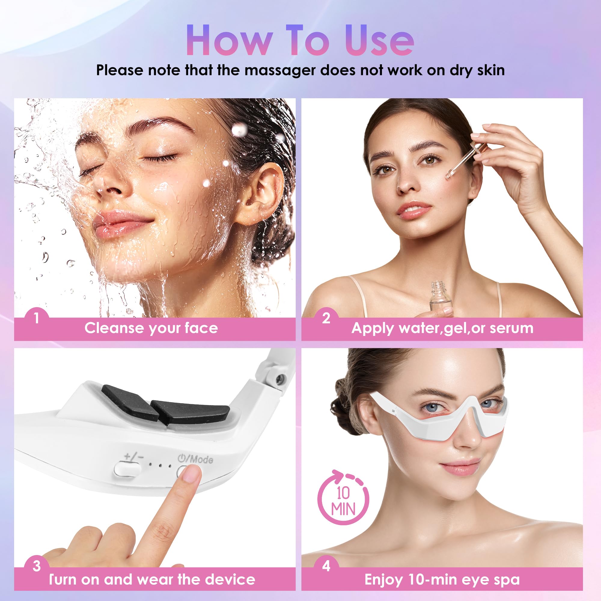 Eye Contour Beauty Goggles – Portable Anti-Aging Eye Massager with Vibration & Light Function, Lightweight Design for Wrinkle Reduction and Dark Circle Minimization – Ideal for Daily Skincare Routine (White) - Image 7