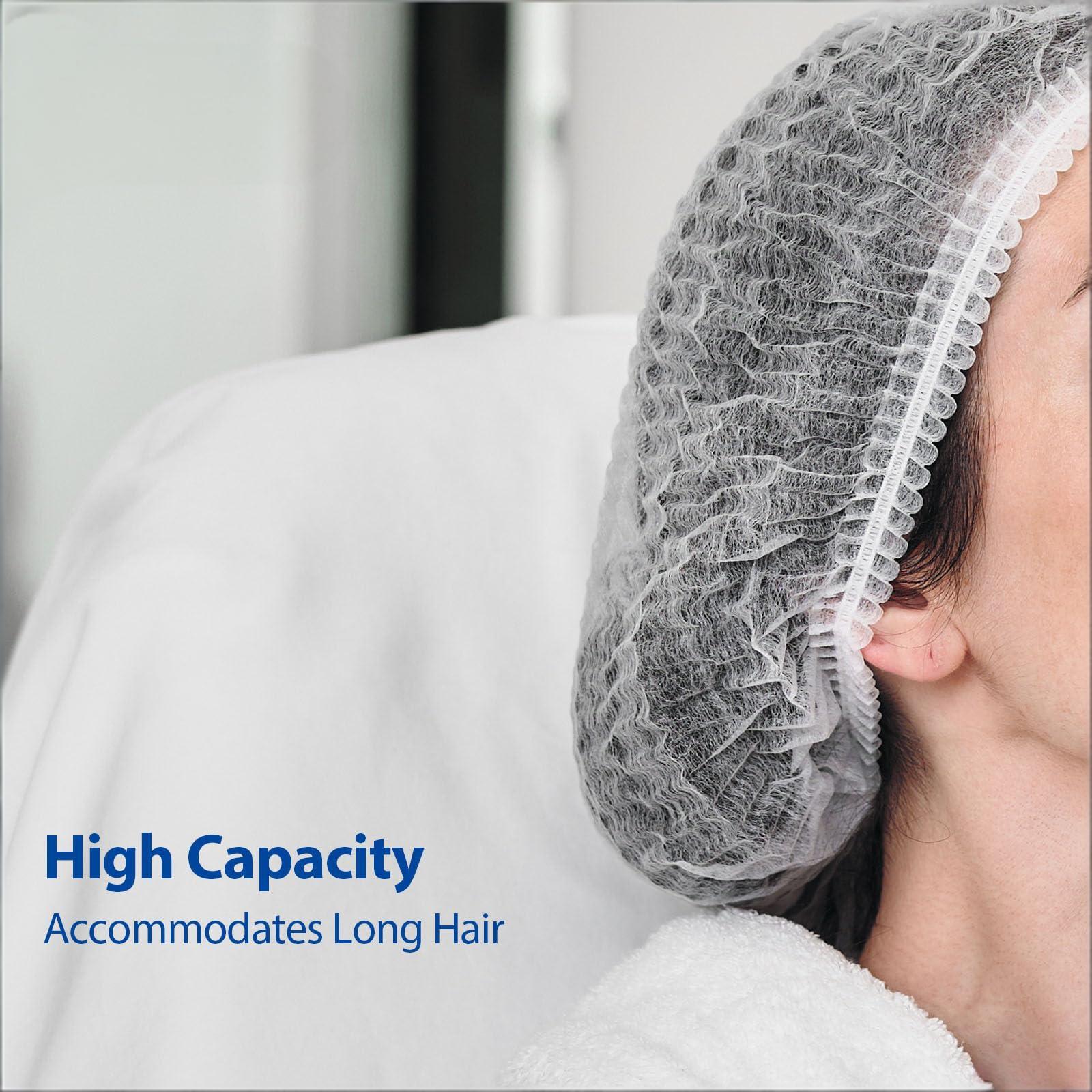100-Pack Disposable Non-Woven Hair Net Caps – High Capacity, Elastic Band, Lint-Free & Latex-Free for Kitchen, Medical, Spa Use (White) - Image 1