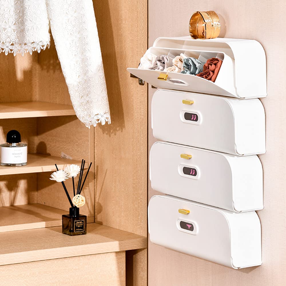 Wall-Mounted Drawer Organizer for Underwear & Socks – 1-Pack Stackable Storage Box with 5 Compartments and Adhesive Mounts (White) - Image 4