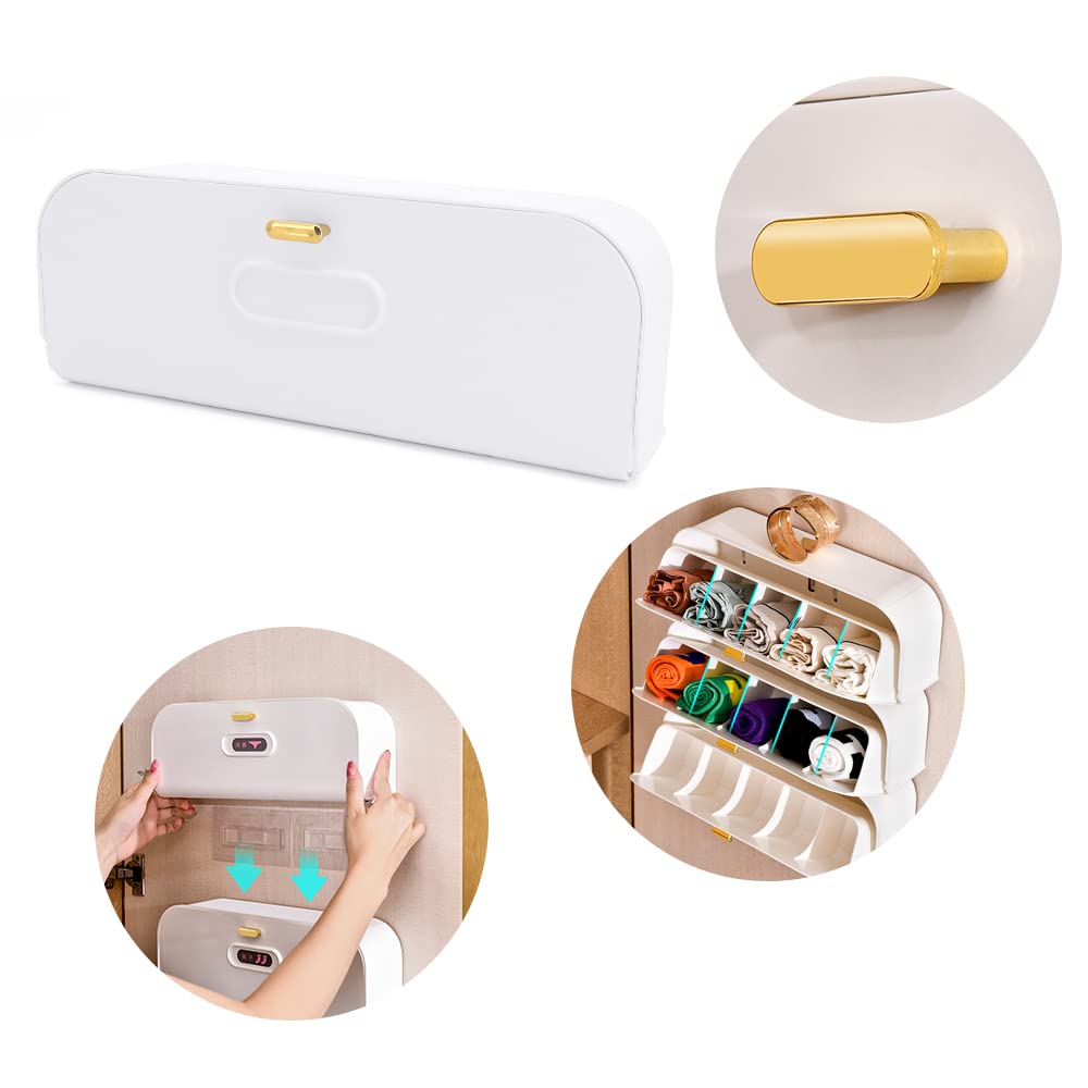 Wall-Mounted Drawer Organizer for Underwear & Socks – 1-Pack Stackable Storage Box with 5 Compartments and Adhesive Mounts (White) - Image 6