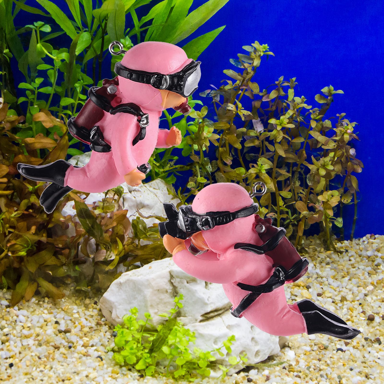 5-Piece Floating Aquarium Diver Decor Set – Cute Underwater Explorer Ornaments with Adjustable Buoyancy for Fish Tank, Aquatic Decoration (Red,Green,Orange,Blue,Purple) - Image 4