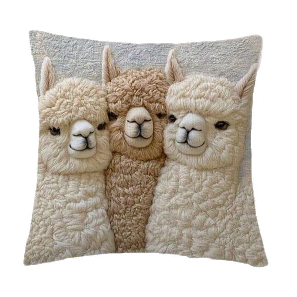 Cute Alpaca Throw Pillow Cover Set of 2 – Soft Faux Fur Decorative Cushion Case for Sofa, Bed, Car – Cozy Home Accent (Gray) - Image 5