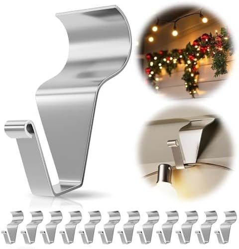 12 Pack No Hole Vinyl Siding Hooks, Heavy Duty Stainless Steel Siding Hangers for Outdoor Decor, Easy Install Wall Mount Clips for Lights Wreaths (Silver) - Image 1
