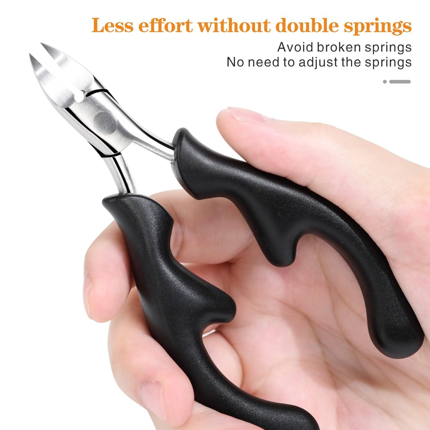 Professional Eagle-Beak Nail Nipper for Thick & Ingrown Toenails – Stainless Steel Cutters with 25° Curved Edge, Anti-Slip ABS Handle, Built-In Spring, Washable Design, Dermatologist-Recommended Foot Care Tool (Black) - Image 3