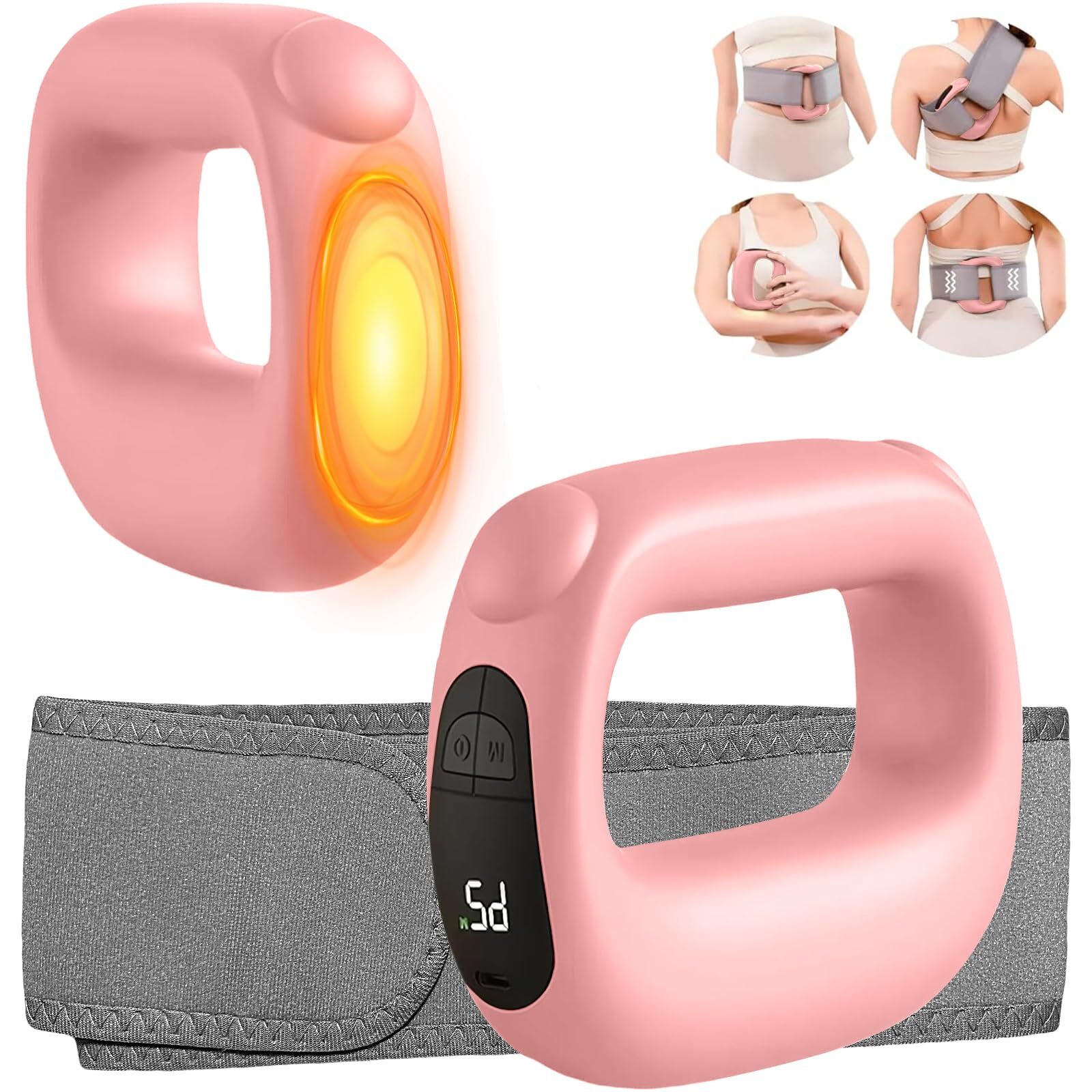 Portable Heated Fascia Ring Massager with 5-Speed Vibration & USB-C Charging – Deep Tissue Muscle Relief for Neck, Back, and Shoulders (Pink) | Other Colors Available In-Store - Image 1