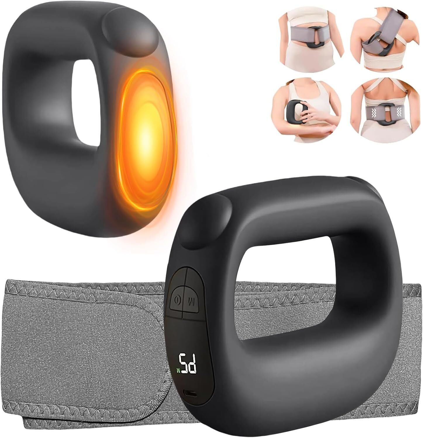 Portable Heated Fascia Ring Massager with 5-Speed Vibration & USB-C Charging – Deep Tissue Muscle Relief for Neck, Back, and Shoulders (Black) | Other Colors Available In-Store - Image 1