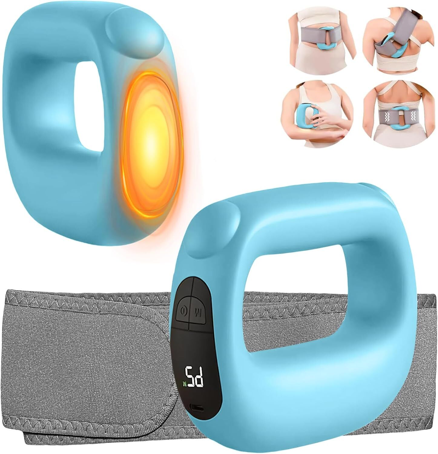 Portable Heated Fascia Ring Massager with 5-Speed Vibration & USB-C Charging – Deep Tissue Muscle Relief for Neck, Back, and Shoulders (Blue) | Other Colors Available In-Store - Image 1
